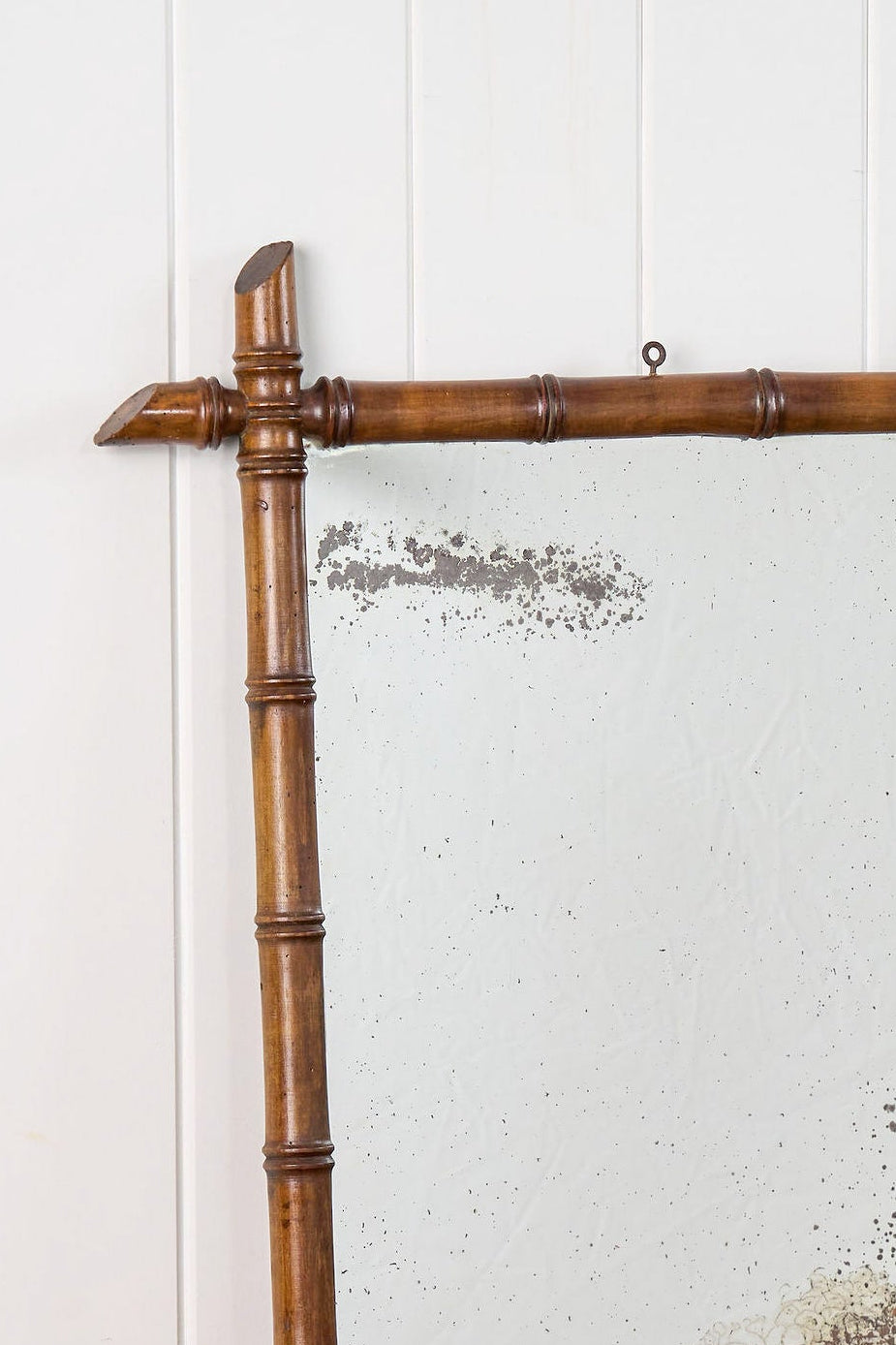 French Faux Bamboo Mirror with Heavy Foxing | No. 3