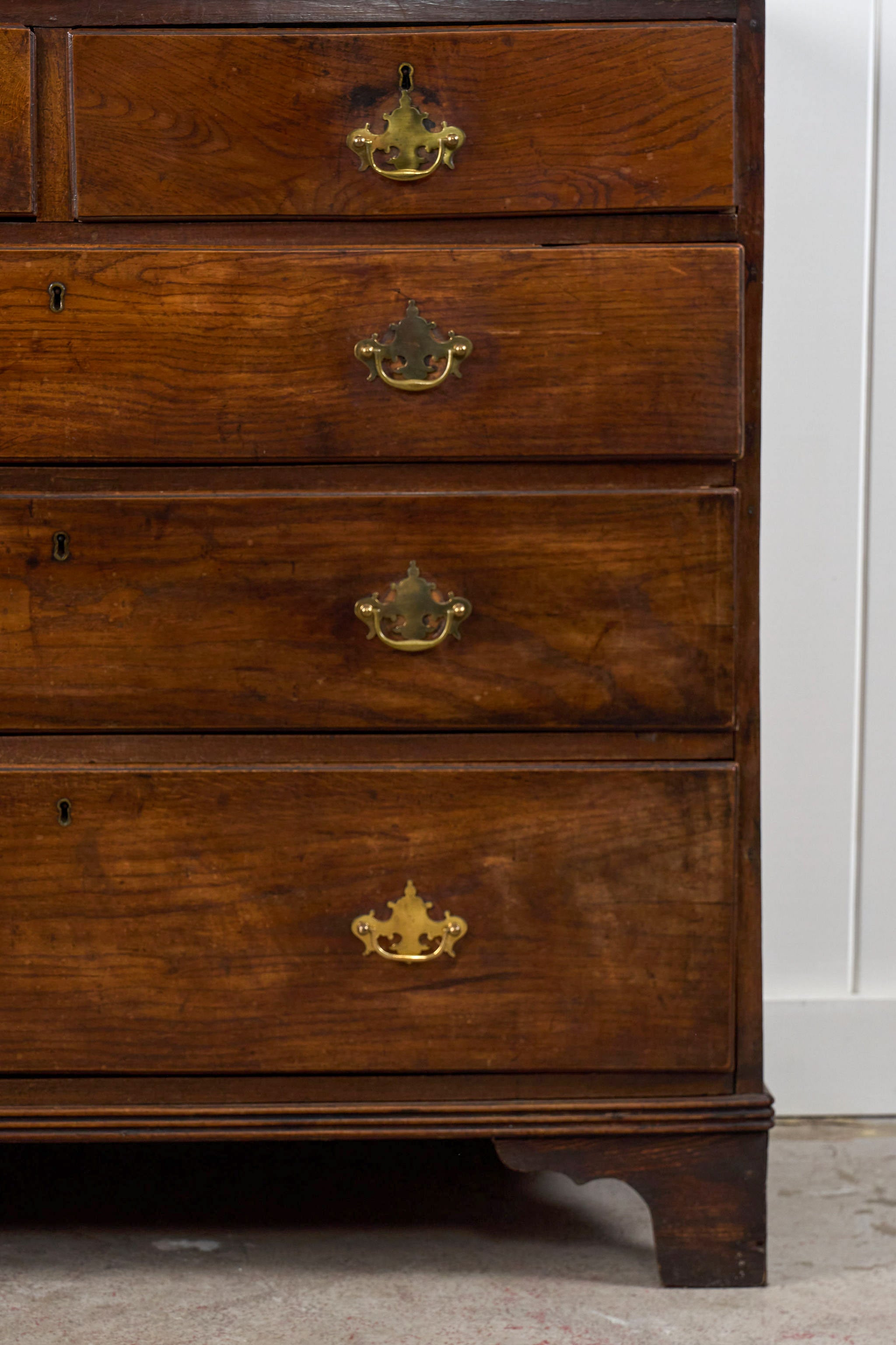 Oak Two Over Three Chest with Chippendale Pulls
