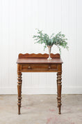 Load image into Gallery viewer, English Oak Side Table w/ Scallop Back Splash
