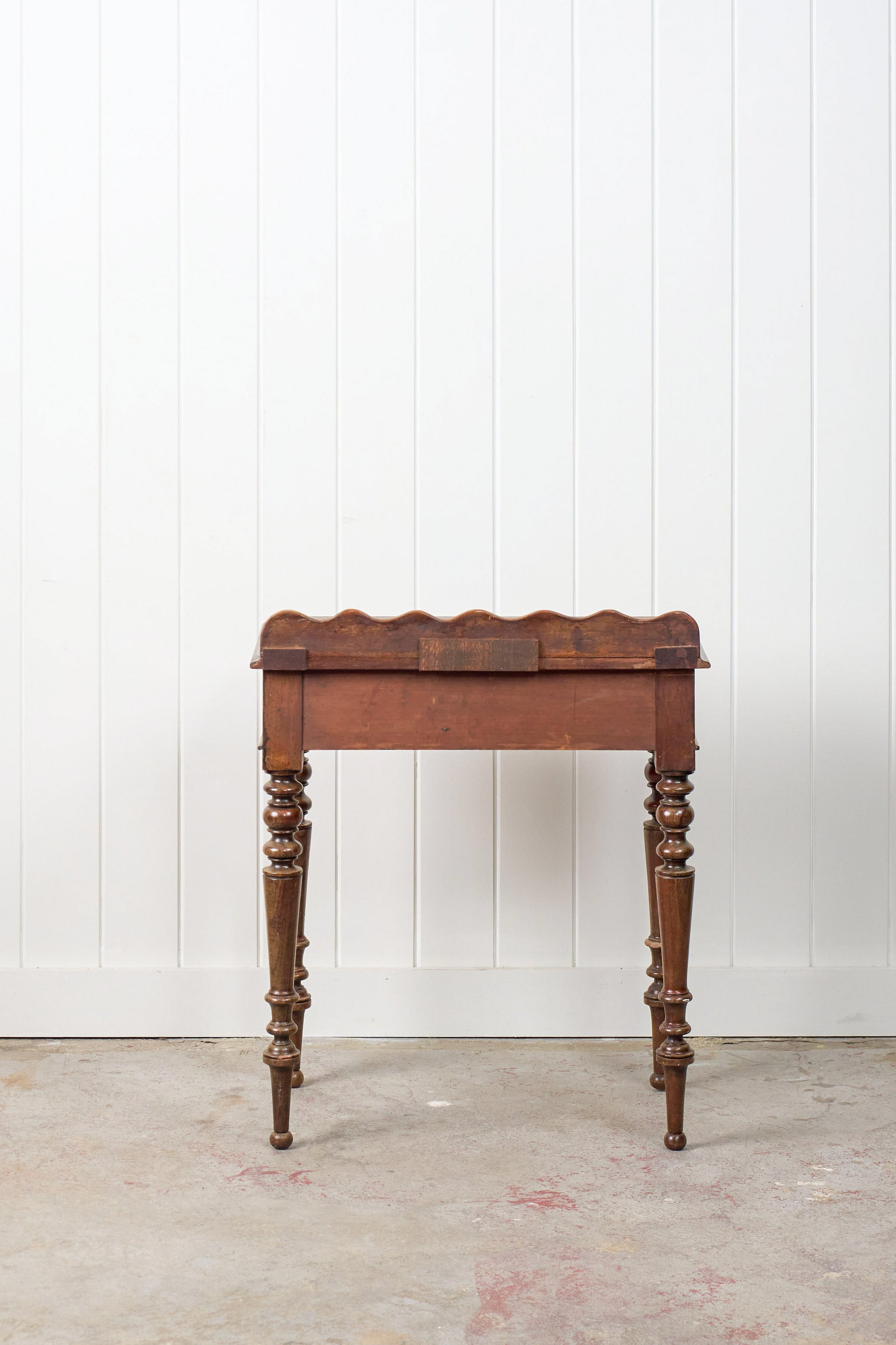English Oak Side Table w/ Scallop Back Splash