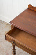 Load image into Gallery viewer, English Oak Side Table w/ Scallop Back Splash
