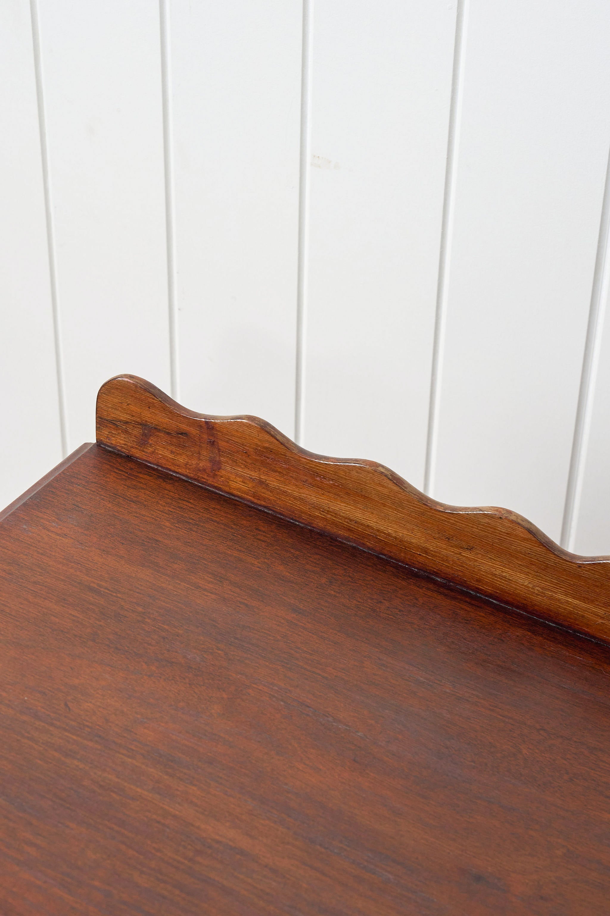 English Oak Side Table w/ Scallop Back Splash