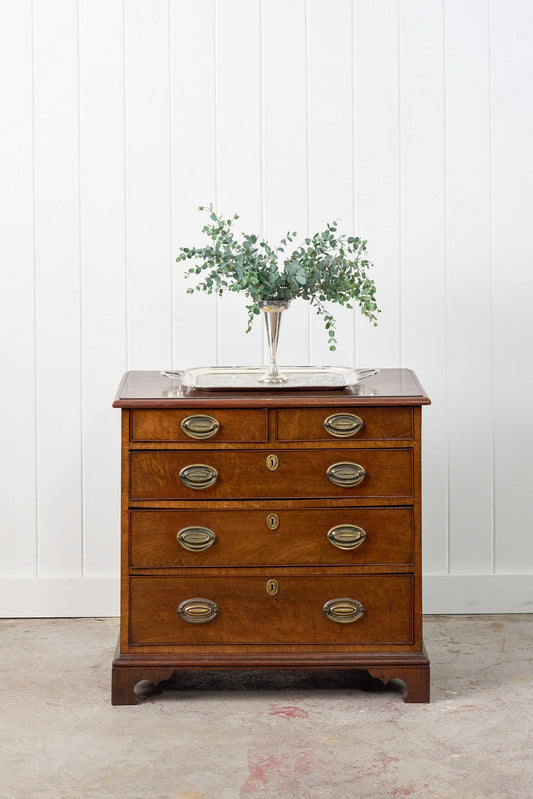 Early Georgian Two Over Three Mahogany Chest Of Drawers/Bedside