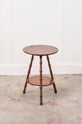 Load image into Gallery viewer, English Faux Bamboo Two-Tier Round Table With Cane Cut Legs
