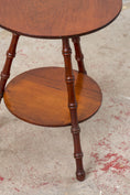 Load image into Gallery viewer, English Faux Bamboo Two-Tier Round Table With Cane Cut Legs
