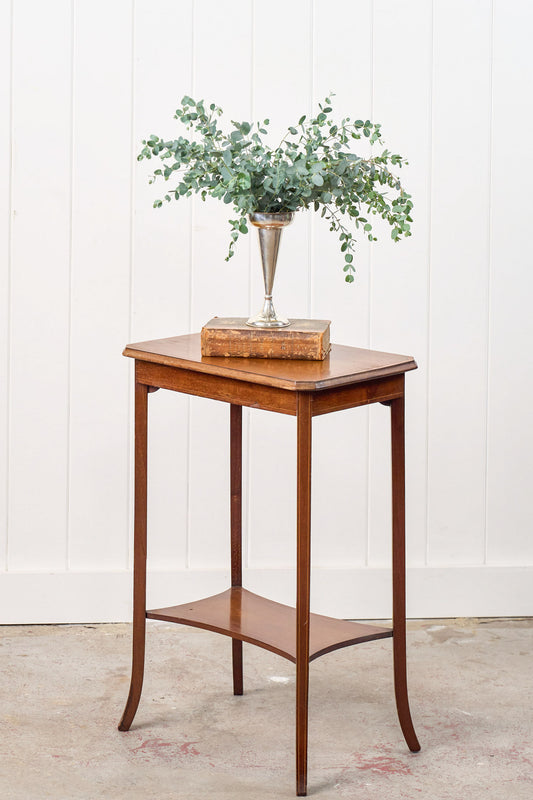 Edwardian Two-Tier Straight Bevel Side Table