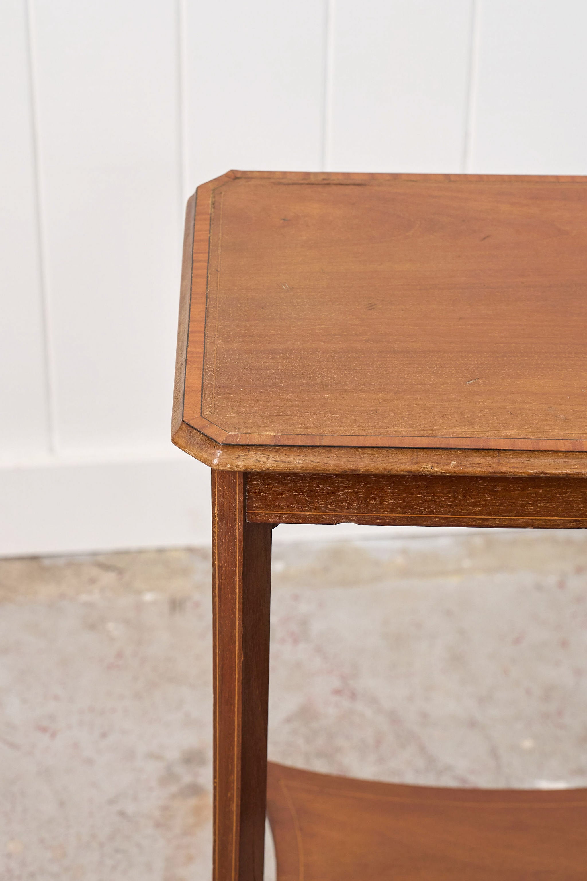 Edwardian Two-Tier Straight Bevel Side Table