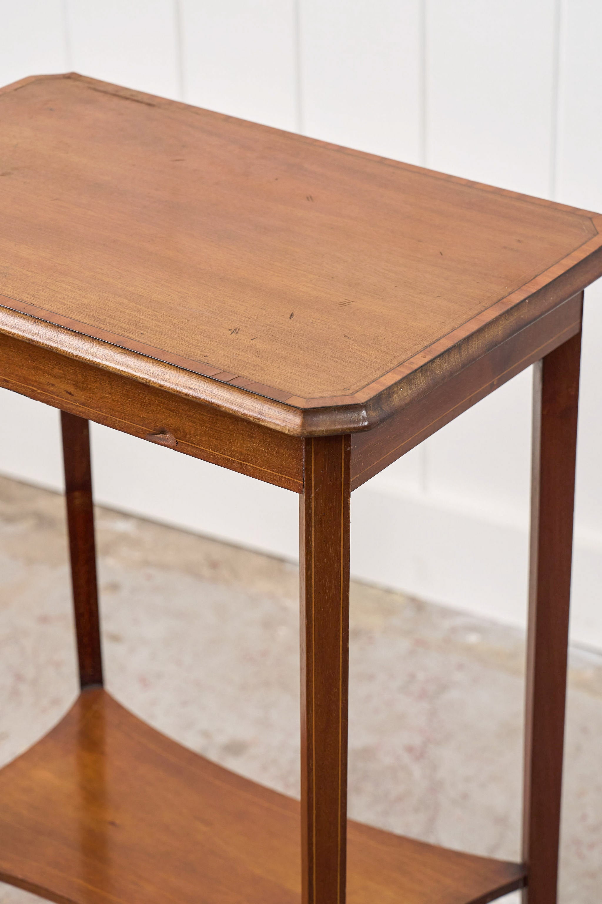 Edwardian Two-Tier Straight Bevel Side Table
