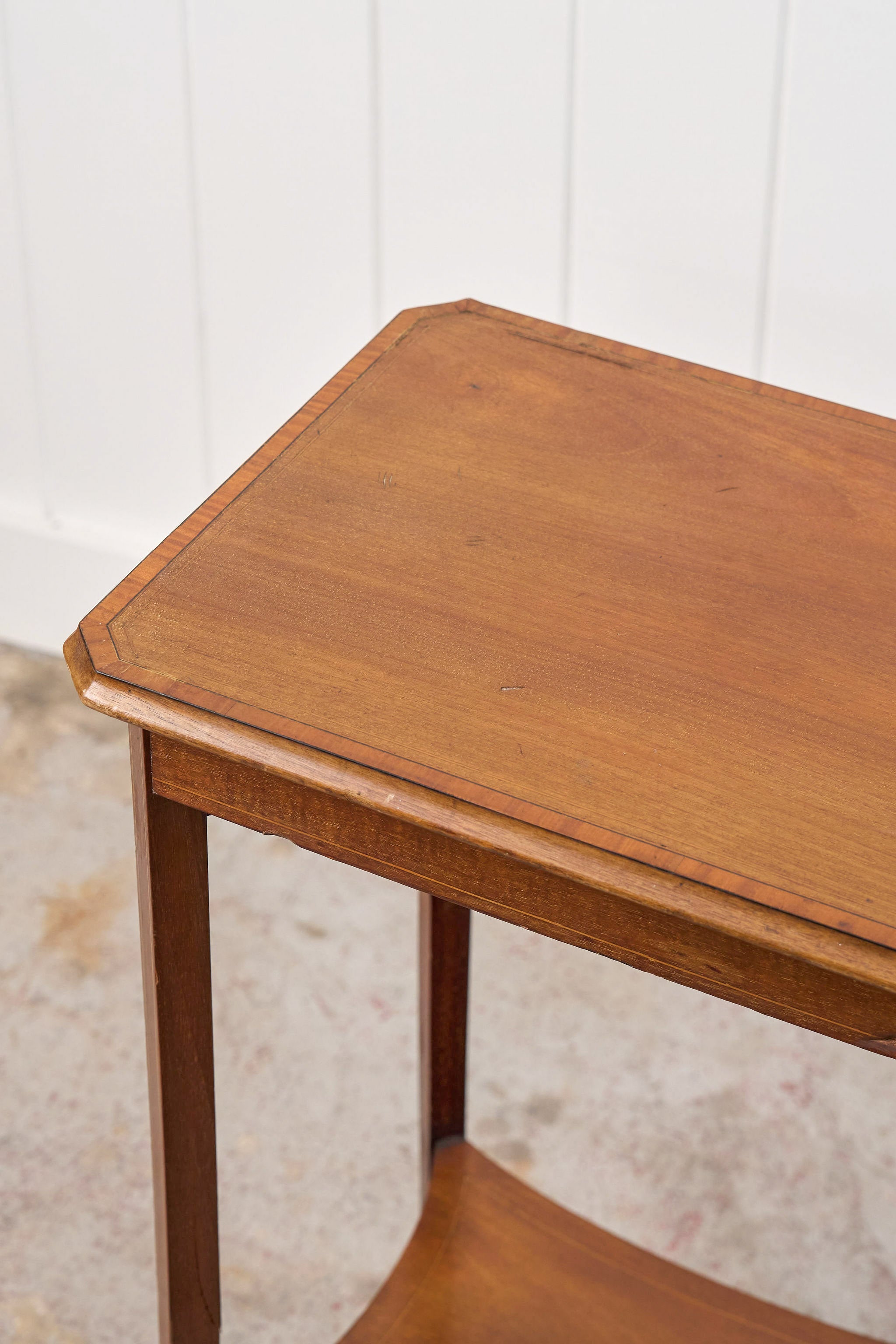 Edwardian Two-Tier Straight Bevel Side Table