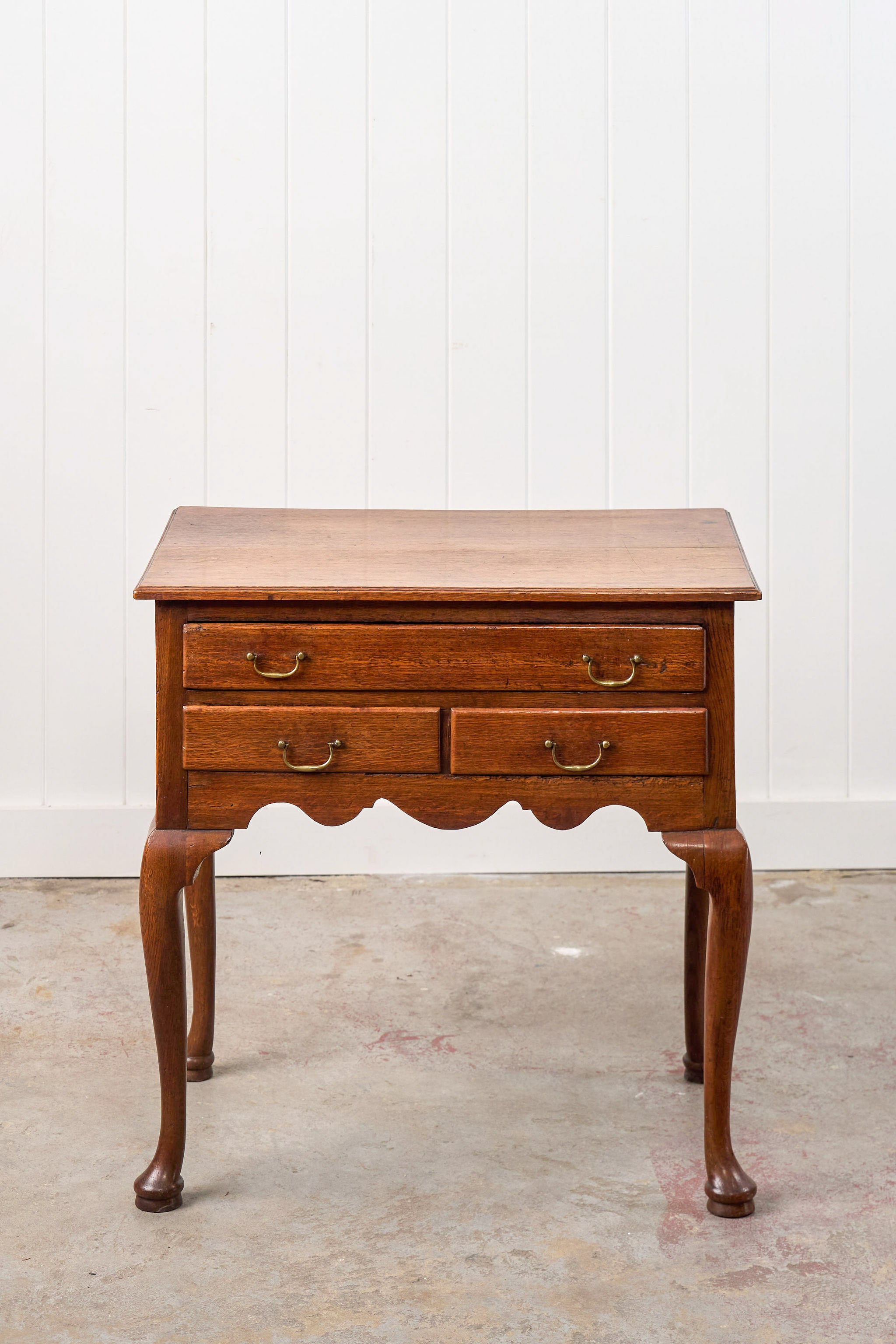 Georgian Oak Lowboy with Original Swan Pulls
