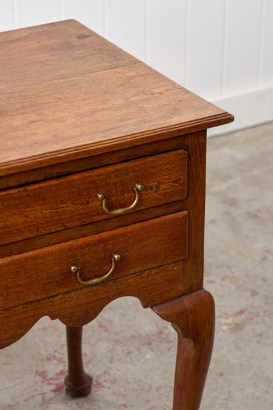 Georgian Oak Lowboy with Original Swan Pulls