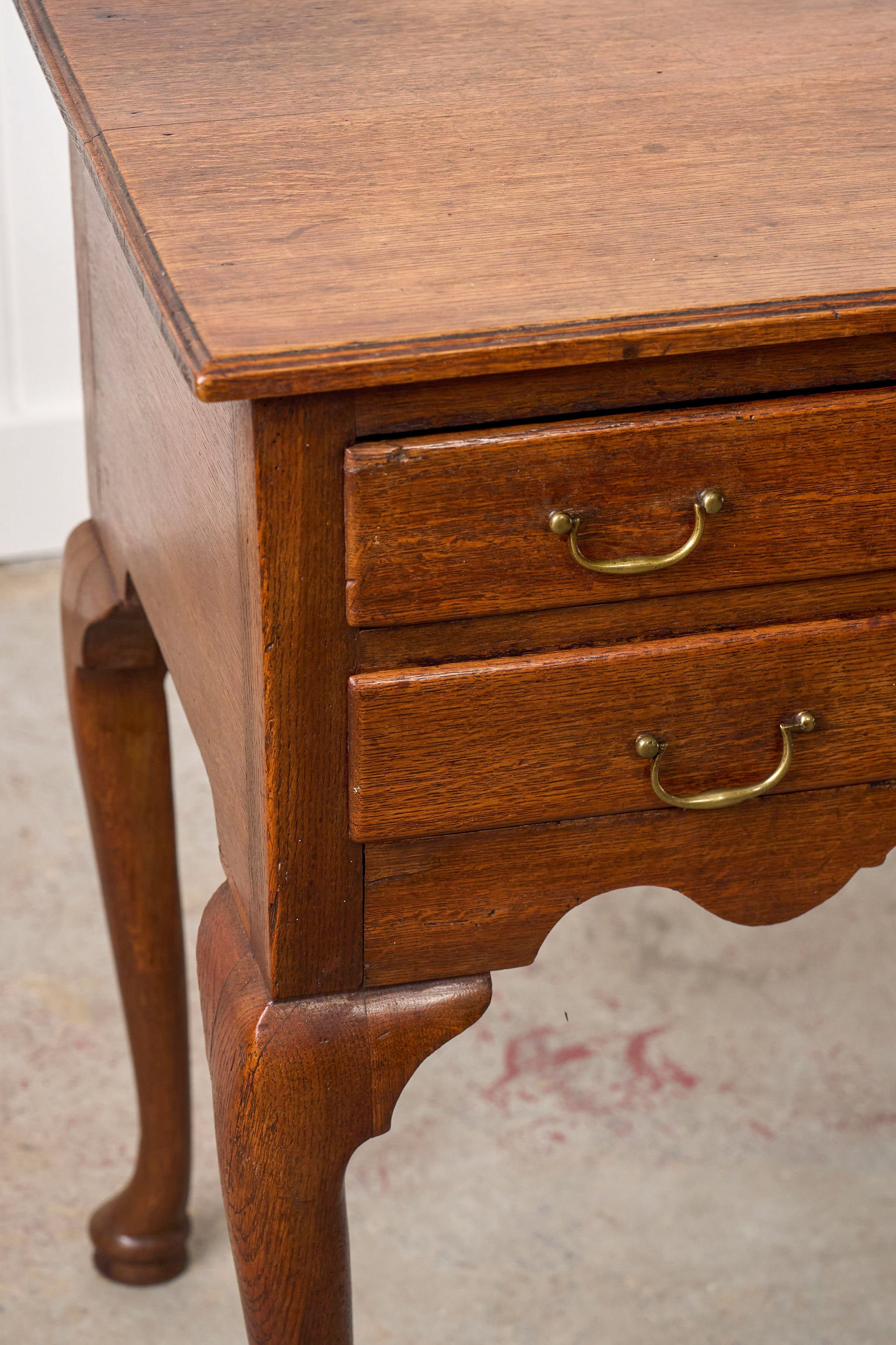 Georgian Oak Lowboy with Original Swan Pulls