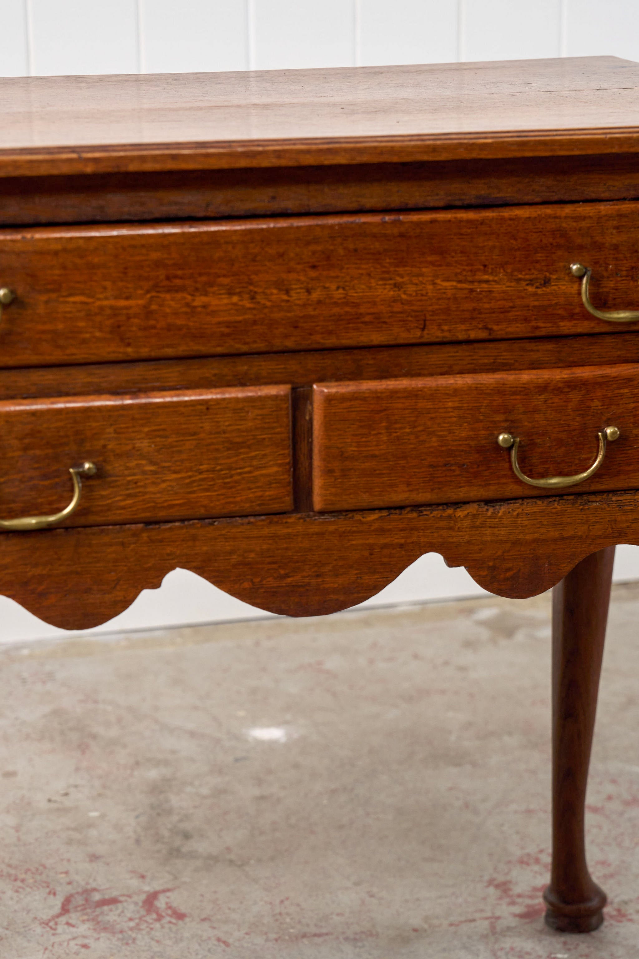 Georgian Oak Lowboy with Original Swan Pulls