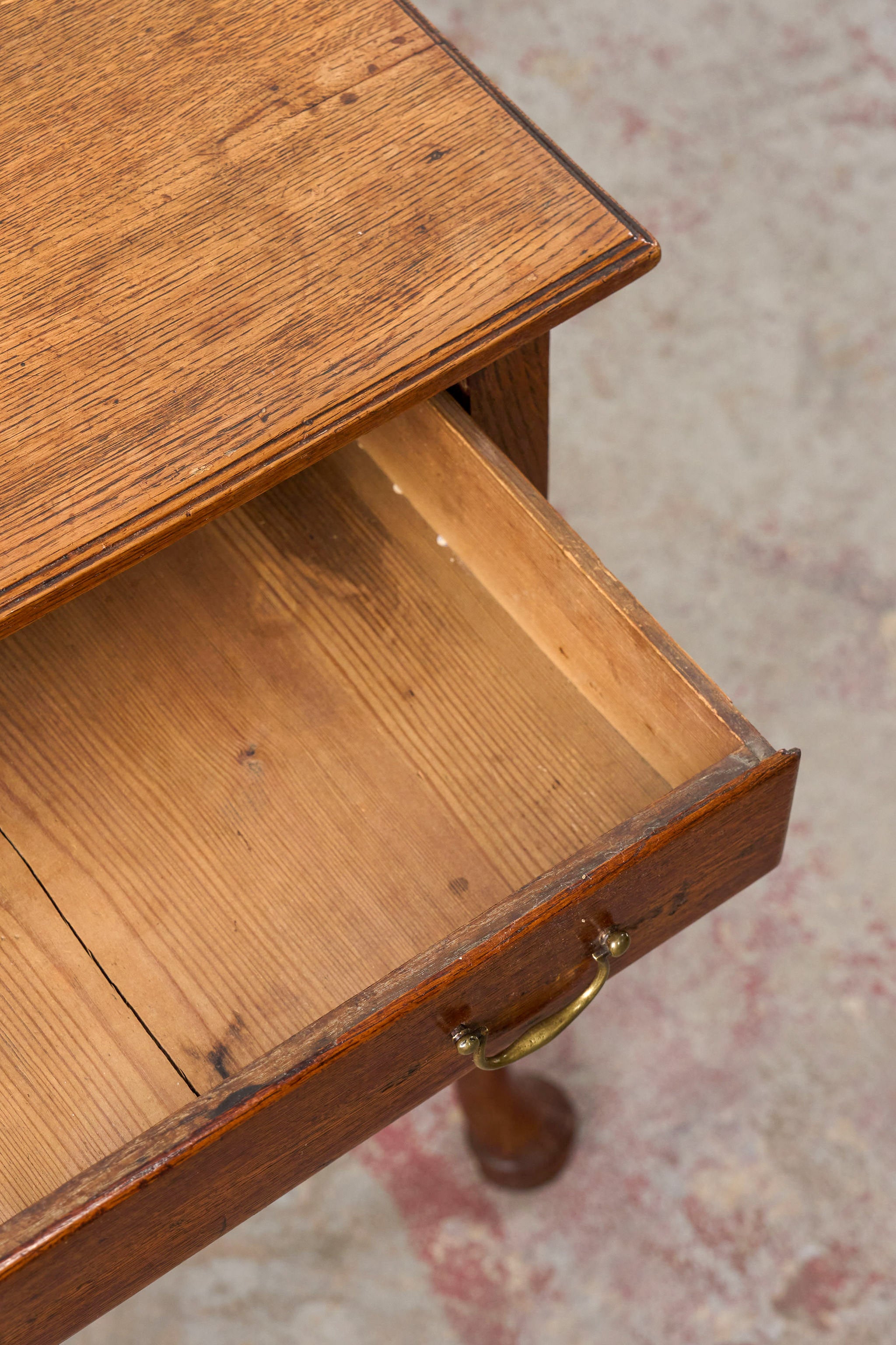 Georgian Oak Lowboy with Original Swan Pulls