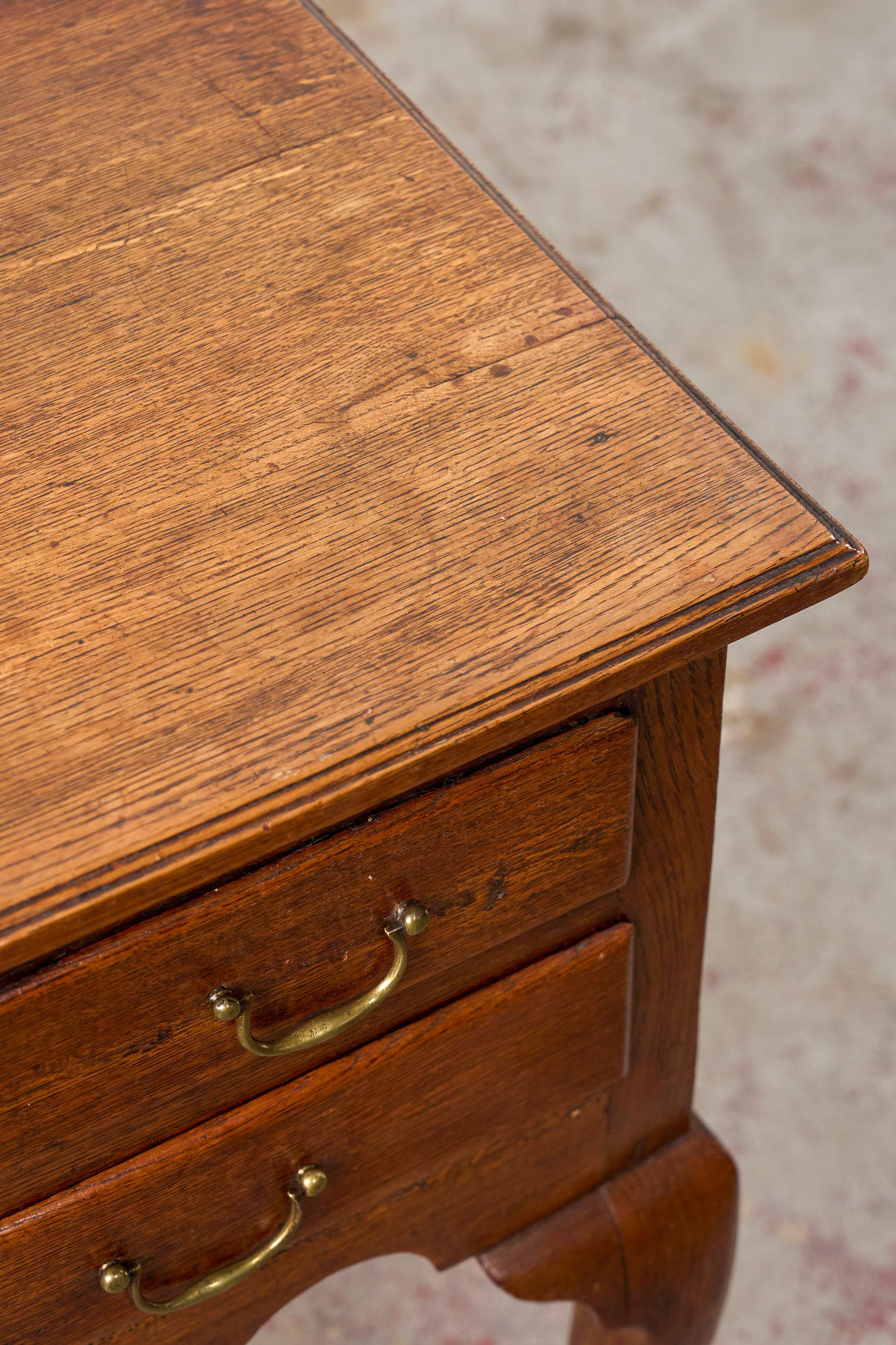 Georgian Oak Lowboy with Original Swan Pulls