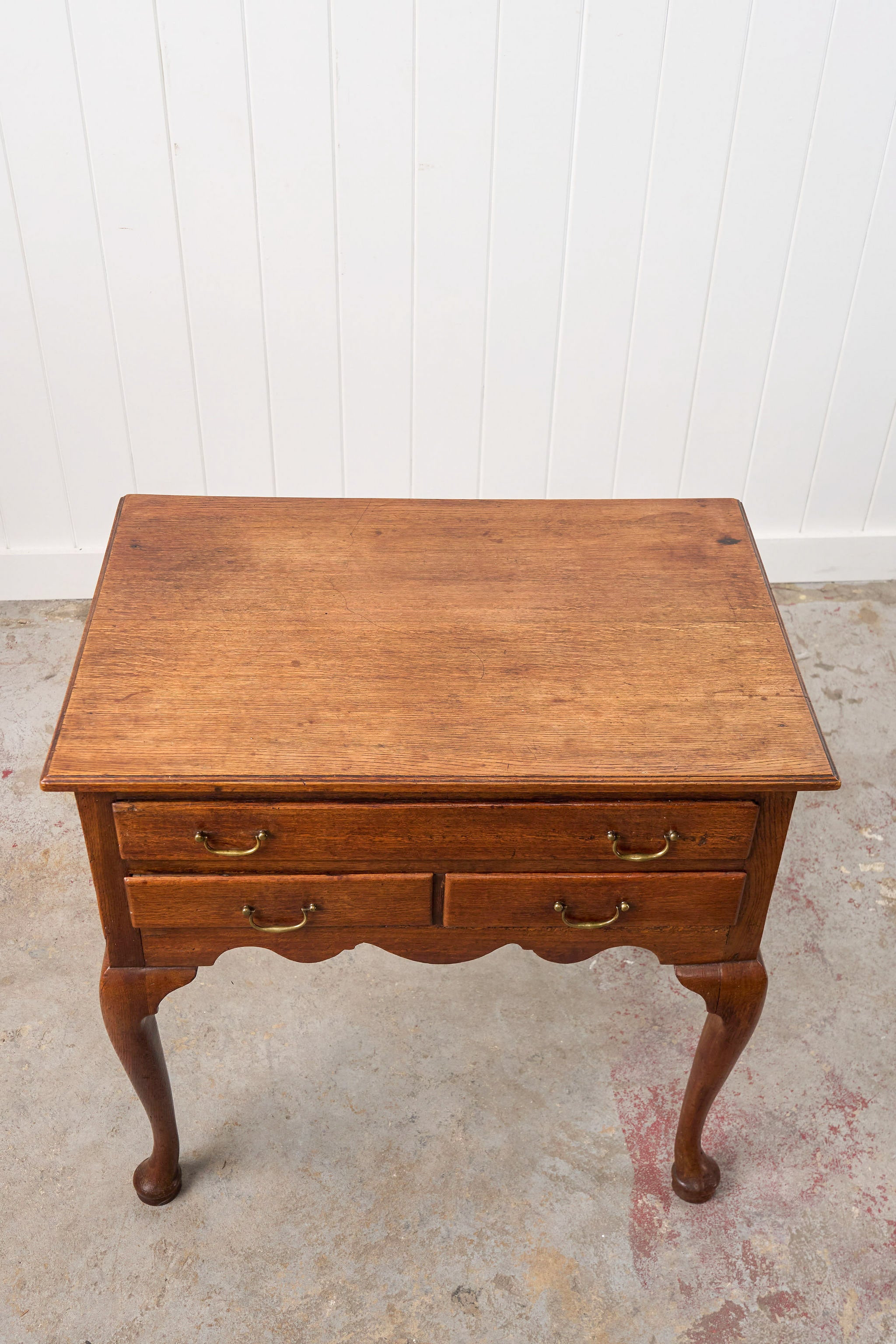 Georgian Oak Lowboy with Original Swan Pulls