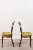 Load image into Gallery viewer, PAIR Antique Carved Chairs with Velvet Tufted Upholstered Seats
