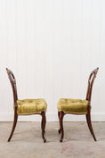 Load image into Gallery viewer, PAIR Antique Carved Chairs with Velvet Tufted Upholstered Seats
