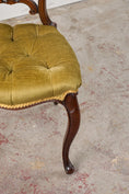 Load image into Gallery viewer, PAIR Antique Carved Chairs with Velvet Tufted Upholstered Seats
