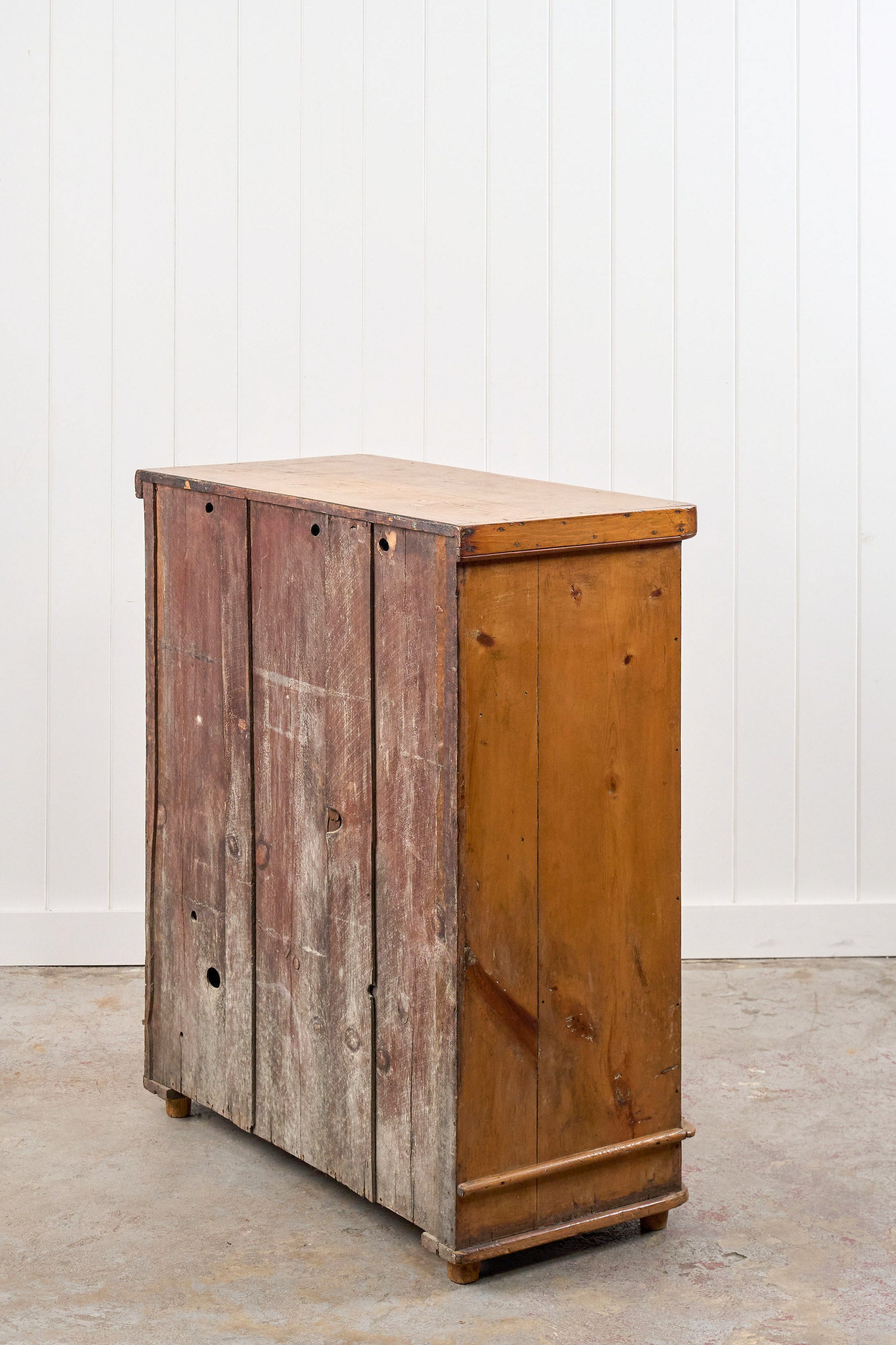 19th Century Pine 2 Over 3 Chest with Wooden Knobs