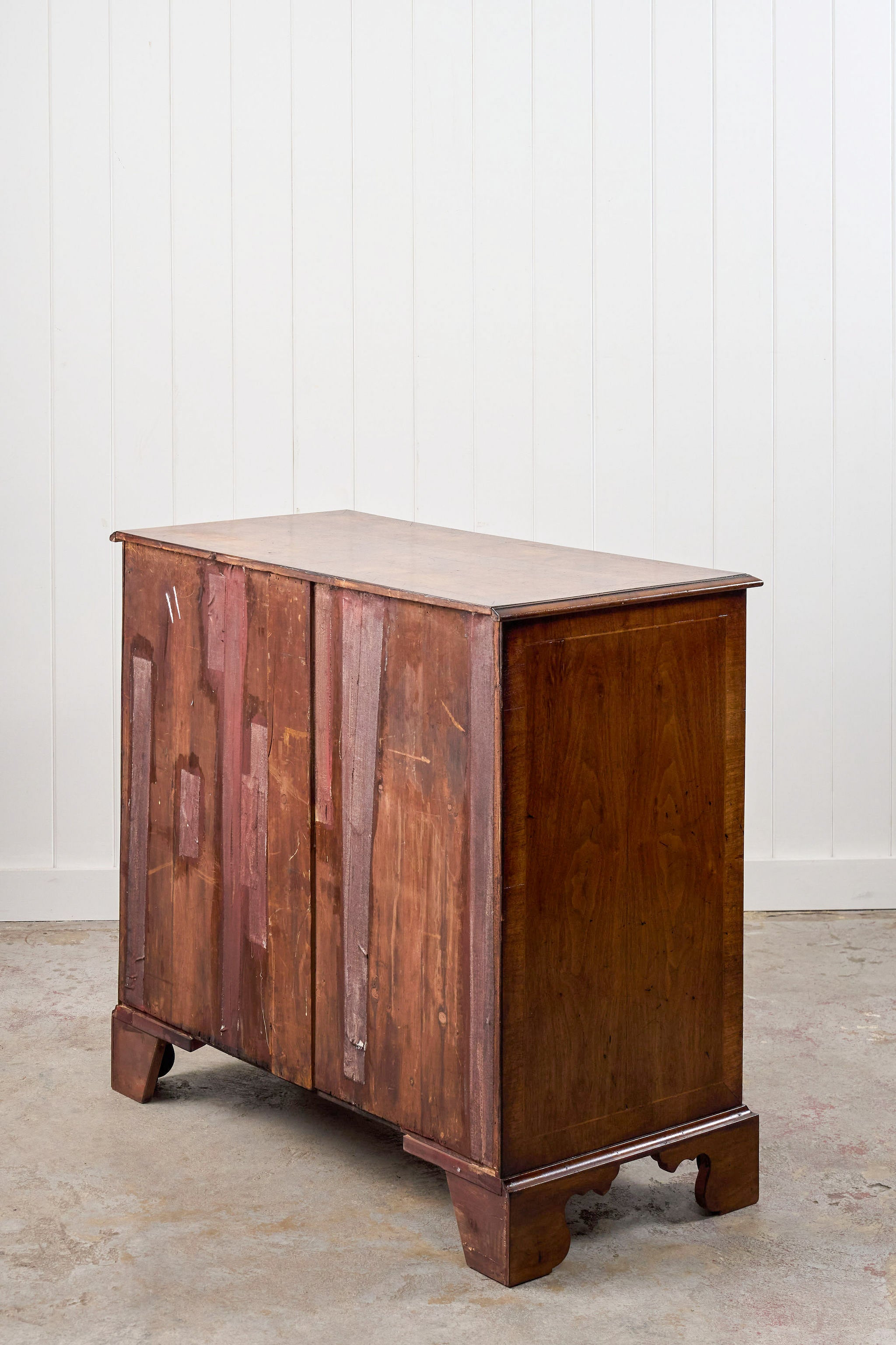 Exquisite 19th Century Burl Walnut Two Over Three Chest with Rings Pulls