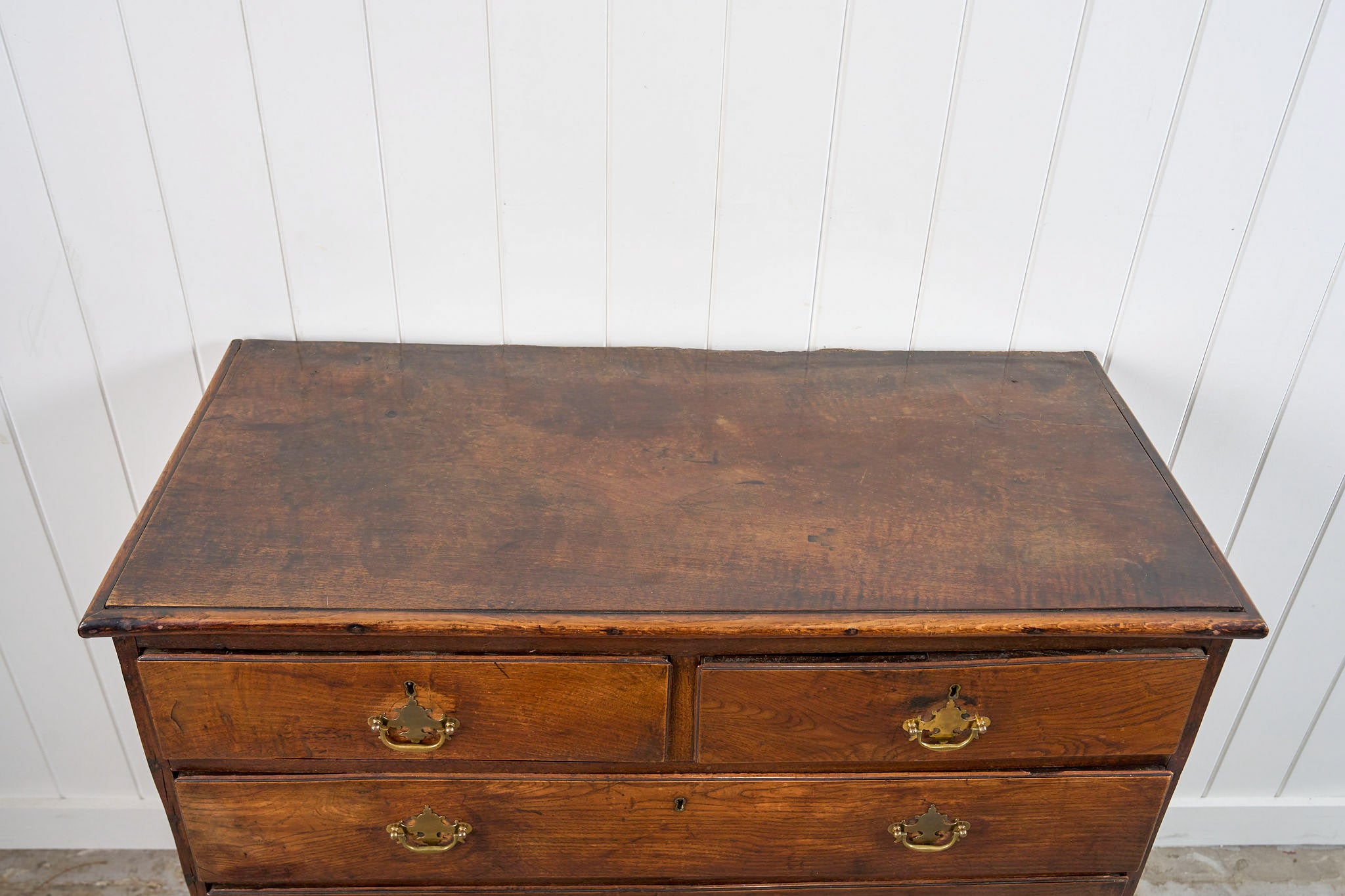 Oak Two Over Three Chest with Chippendale Pulls