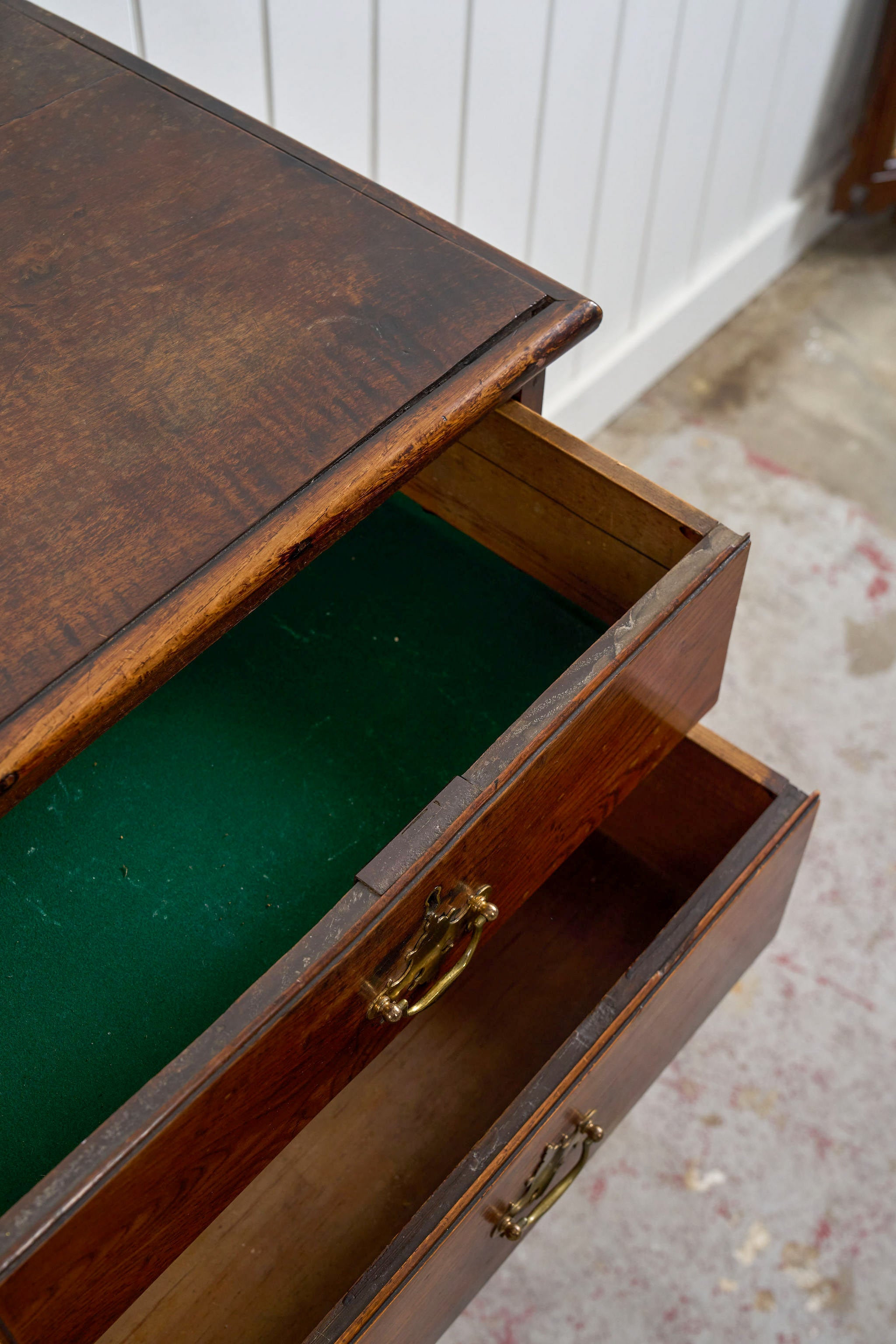 Oak Two Over Three Chest with Chippendale Pulls