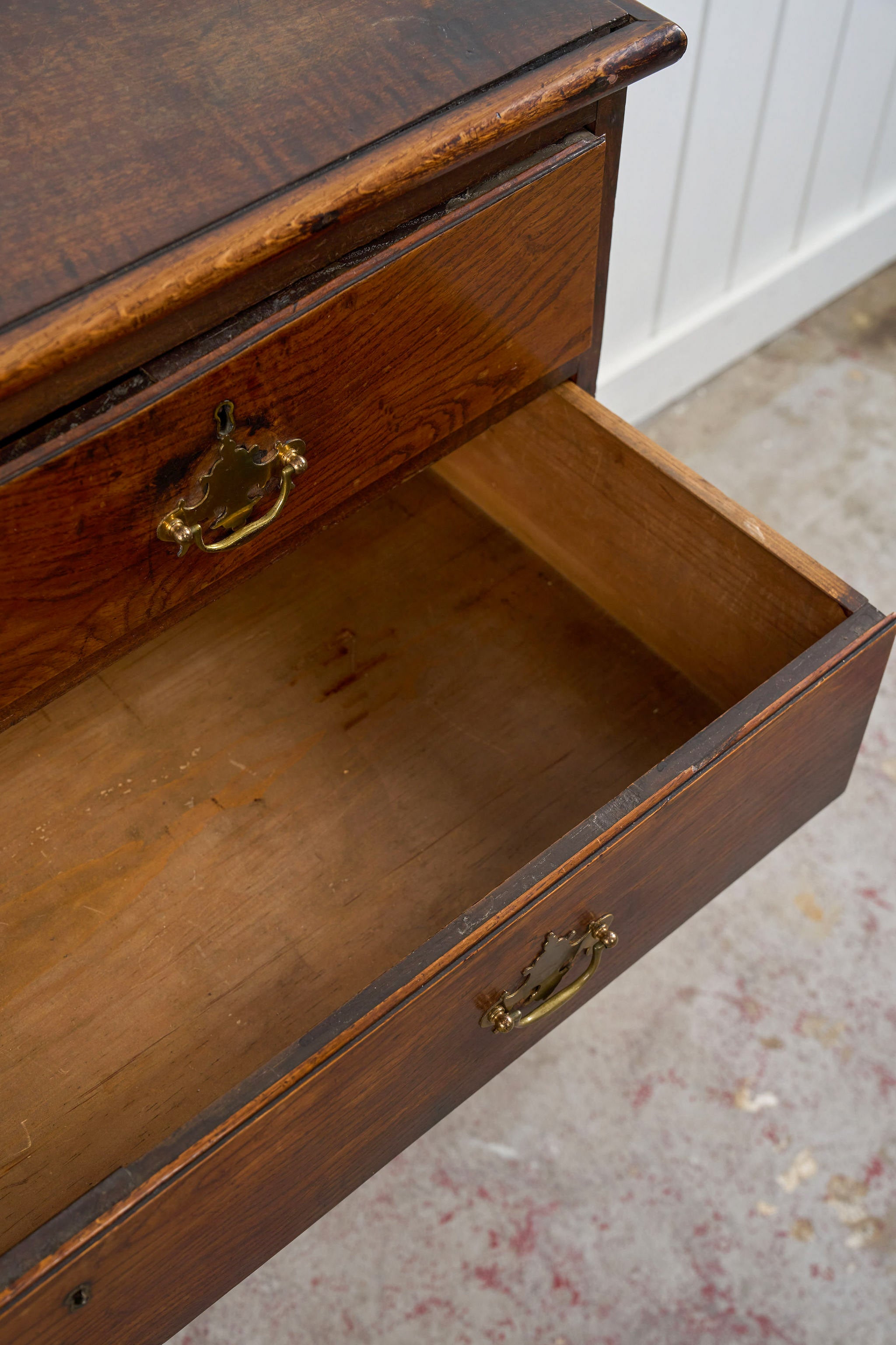 Oak Two Over Three Chest with Chippendale Pulls