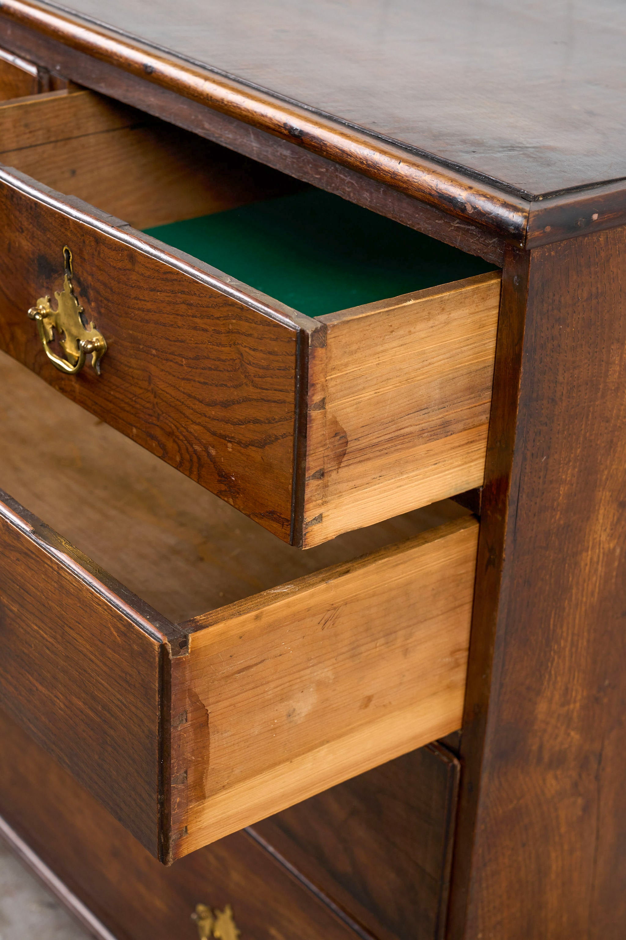 Oak Two Over Three Chest with Chippendale Pulls