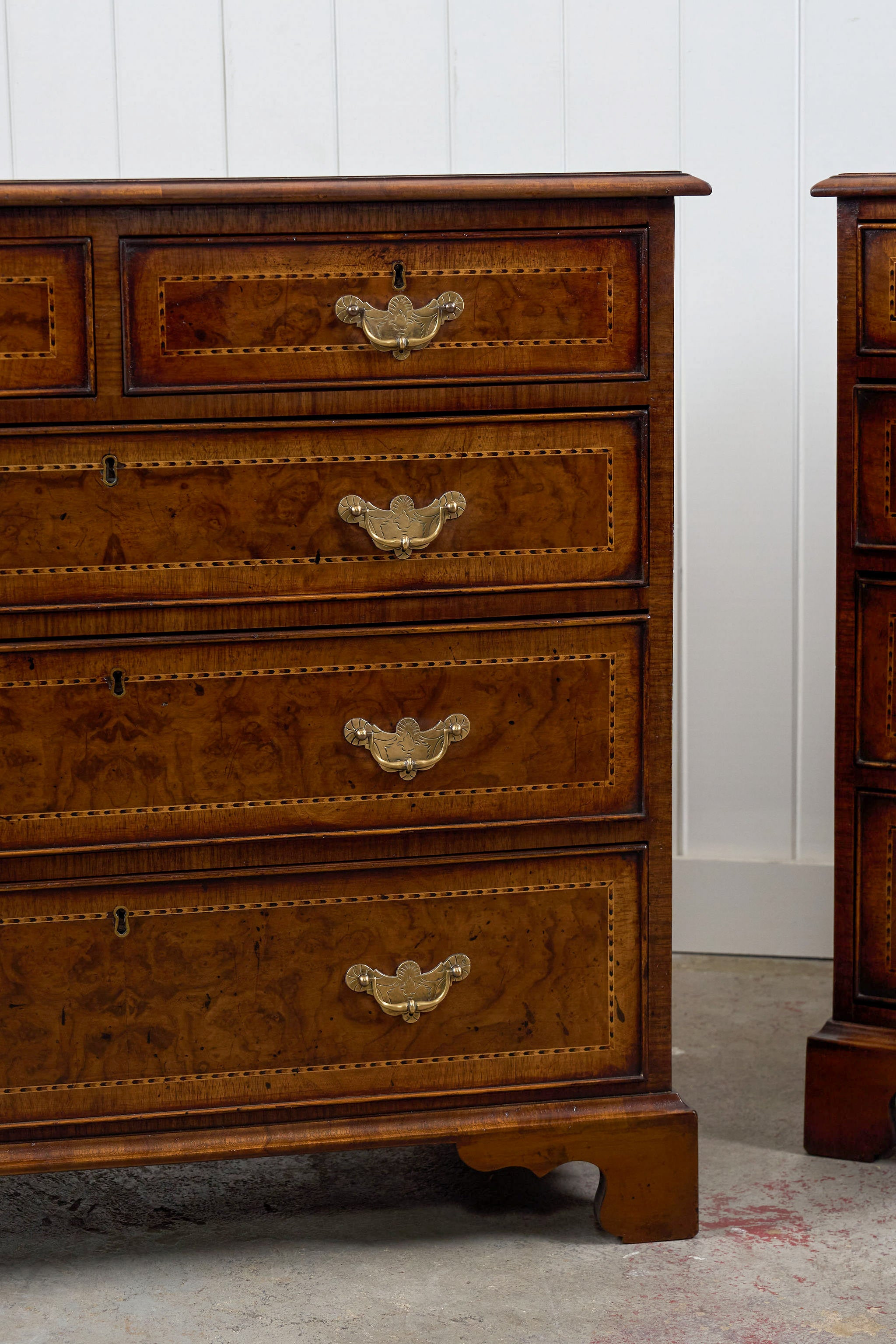 RARE PAIR of 19th Century Burl Walnut Bedside Chests
