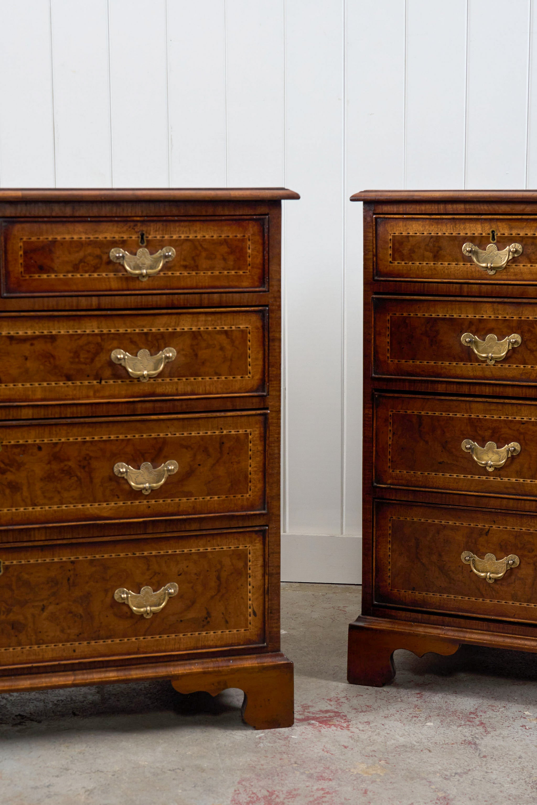 RARE PAIR of 19th Century Burl Walnut Bedside Chests