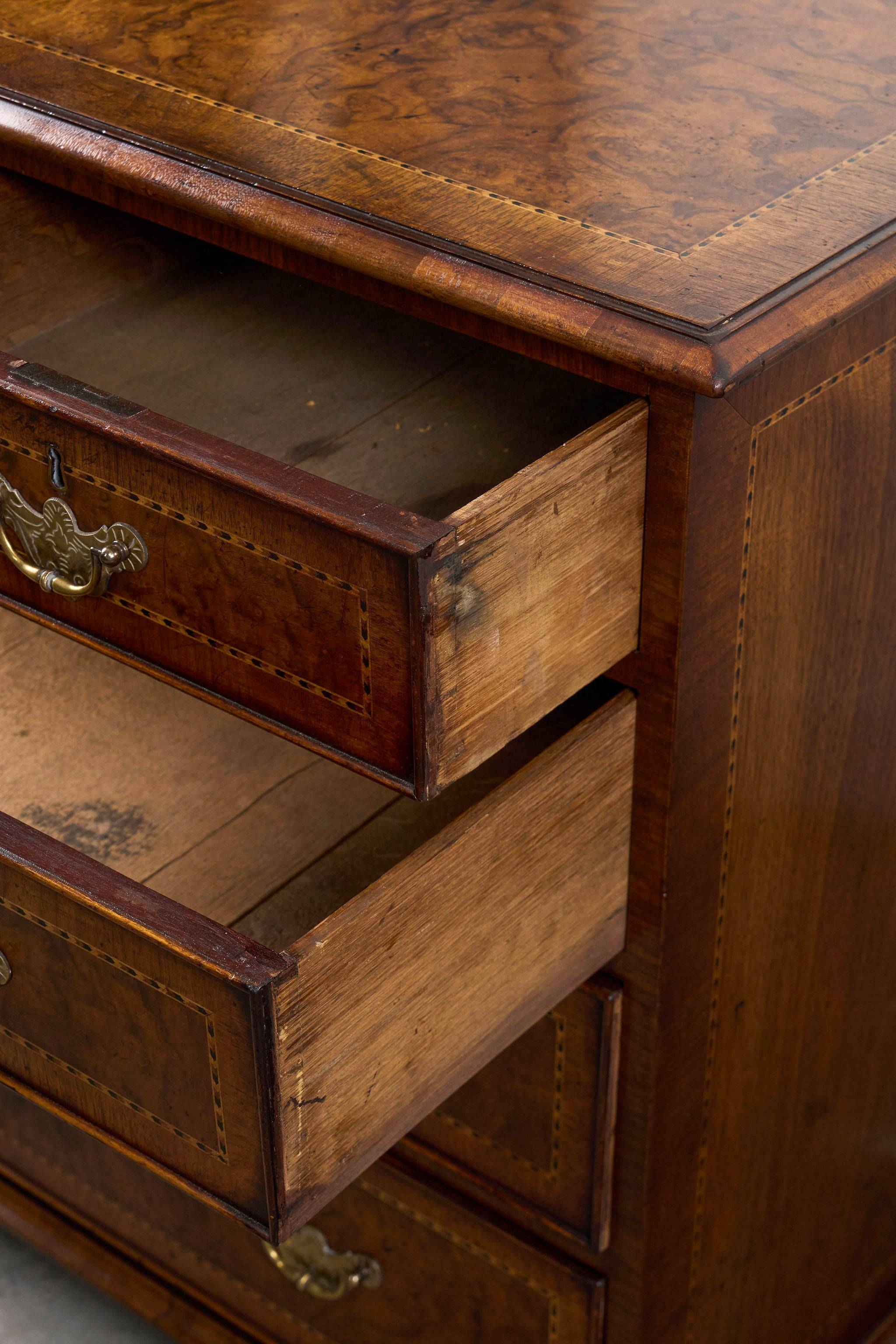 RARE PAIR of 19th Century Burl Walnut Bedside Chests
