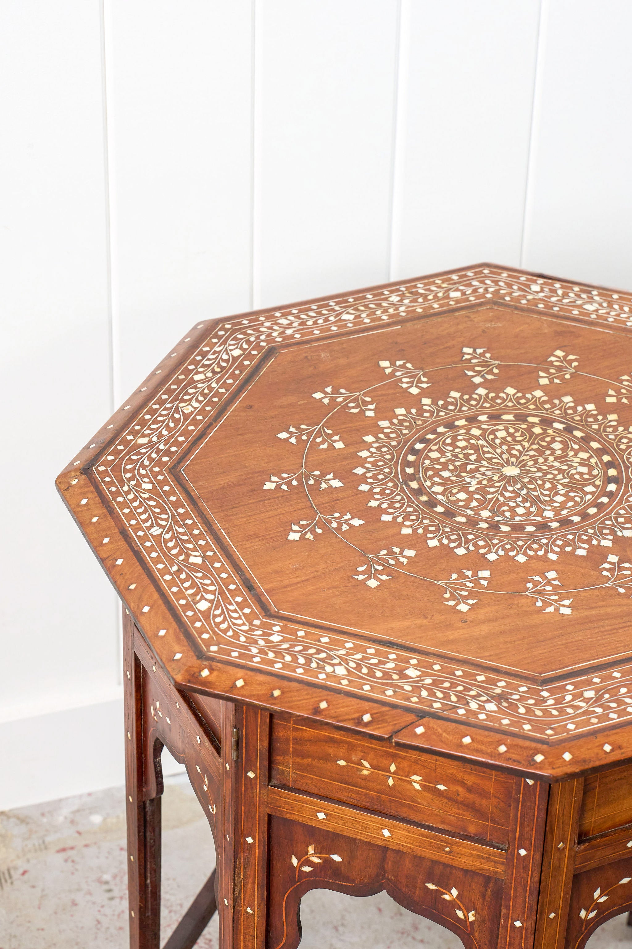 24” Octagon Anglo-Indian Inlay Side Table (India; c. 1860)