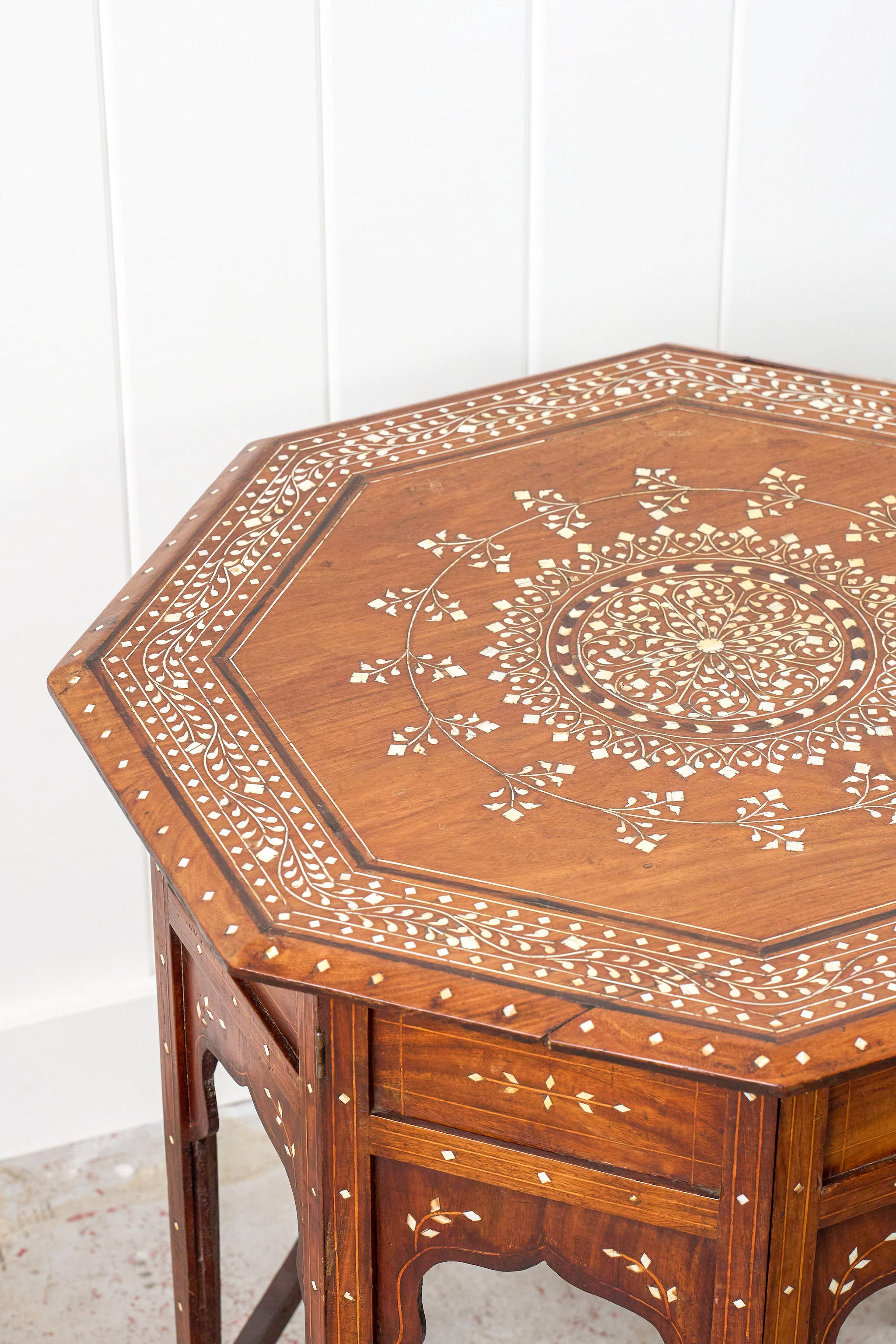 24” Octagon Anglo-Indian Inlay Side Table (India; c. 1860)