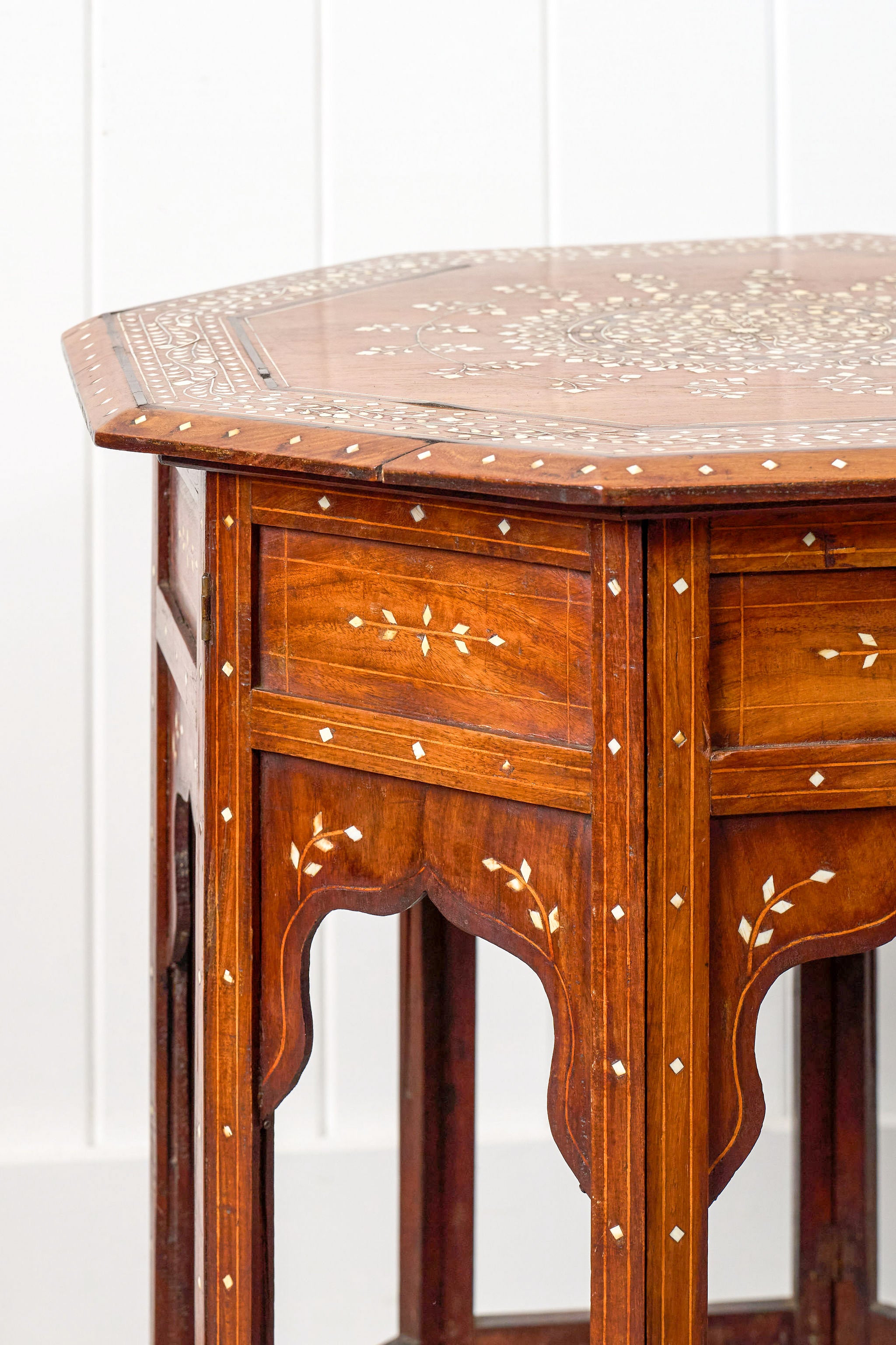 24” Octagon Anglo-Indian Inlay Side Table (India; c. 1860)