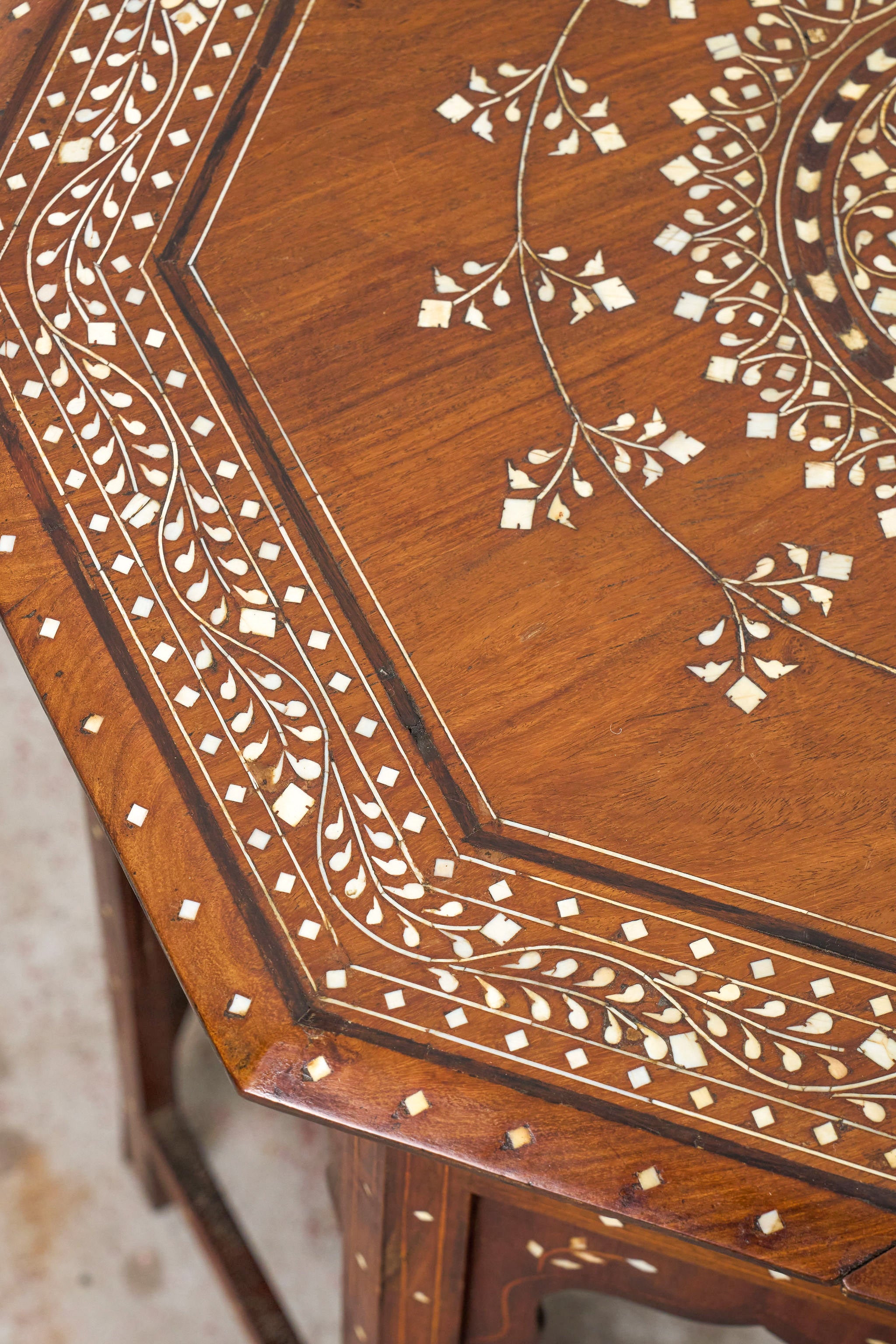 24” Octagon Anglo-Indian Inlay Side Table (India; c. 1860)