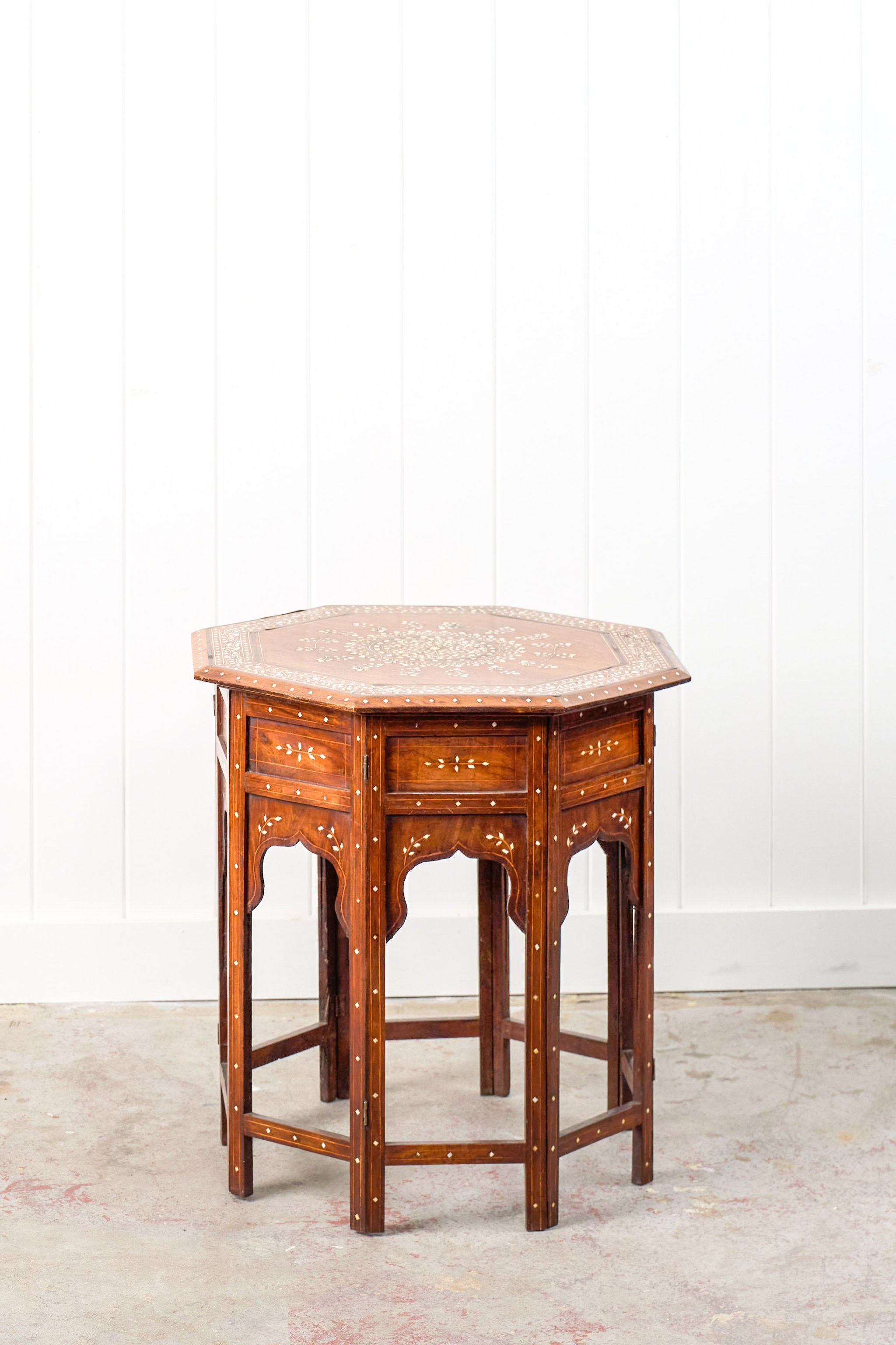24” Octagon Anglo-Indian Inlay Side Table (India; c. 1860)