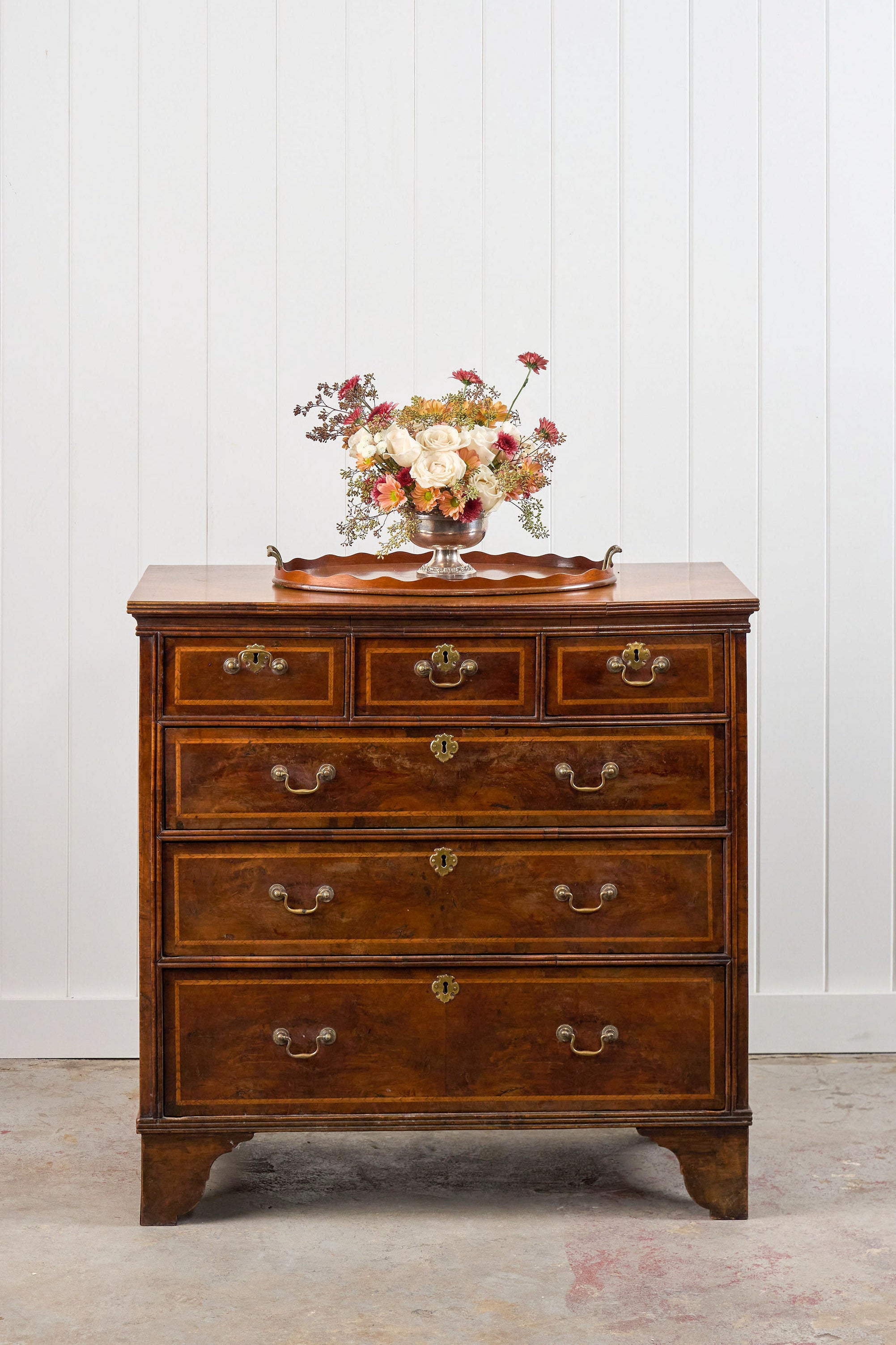 Walnut Period Chest with Contrast Satinwood Banding (c. 1780-1820)