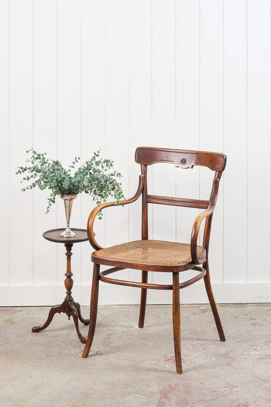 Edwardian Bentwood Occasional Chair with Hand Tied Cane Seat