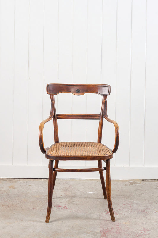 Edwardian Bentwood Occasional Chair with Hand Tied Cane Seat