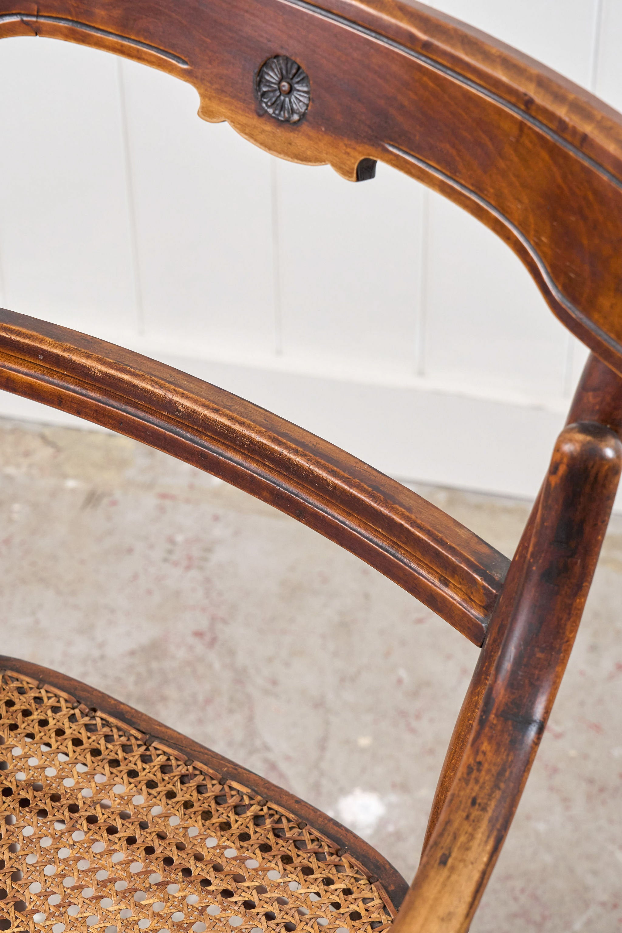 Edwardian Bentwood Occasional Chair with Hand Tied Cane Seat