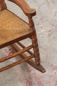 Load image into Gallery viewer, Antique English Bobbin Rocking Chair with Rush Seat
