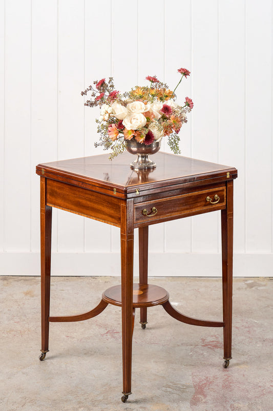 Edwardian Mahogany Envelope Card Table with Newly Replaced Felt