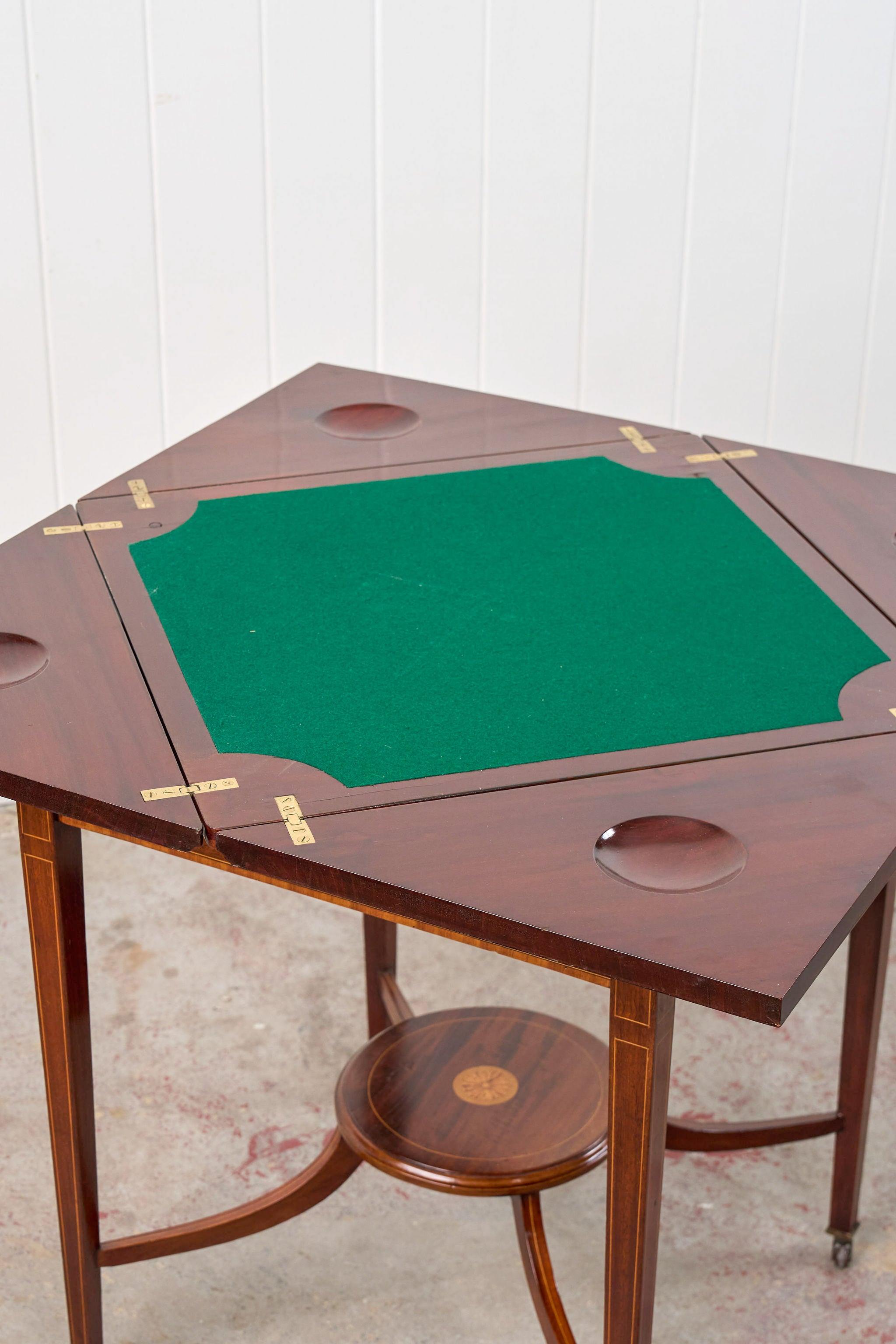 Edwardian Mahogany Envelope Card Table with Newly Replaced Felt