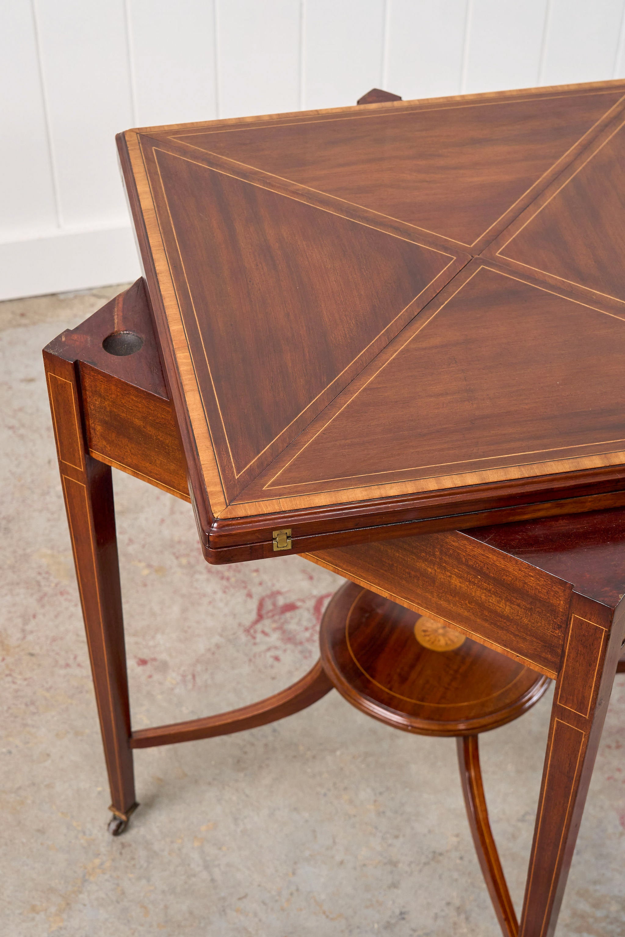 Edwardian Mahogany Envelope Card Table with Newly Replaced Felt