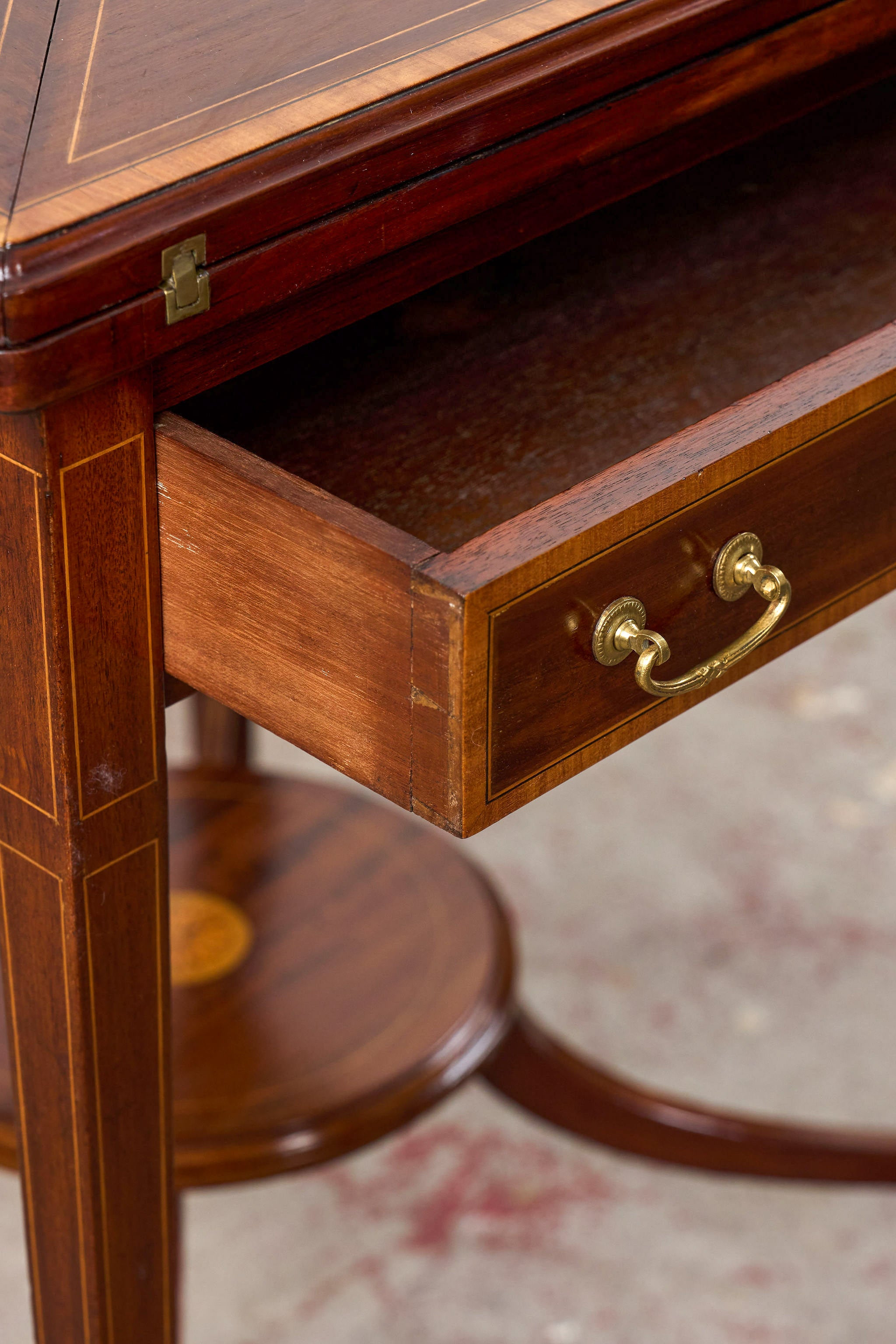 Edwardian Mahogany Envelope Card Table with Newly Replaced Felt