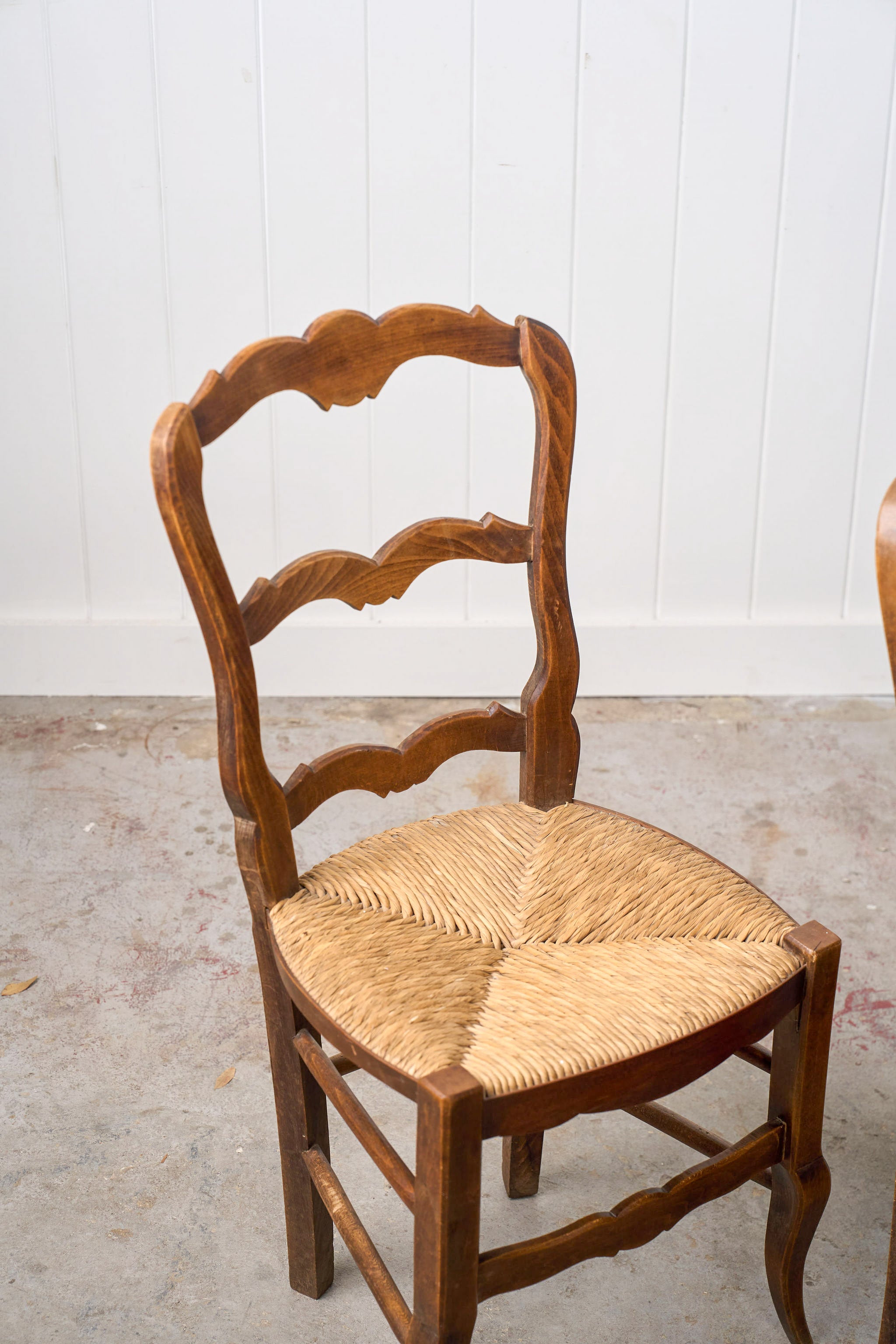 SET of 6 | Antique French Rush Ladder Back Chairs