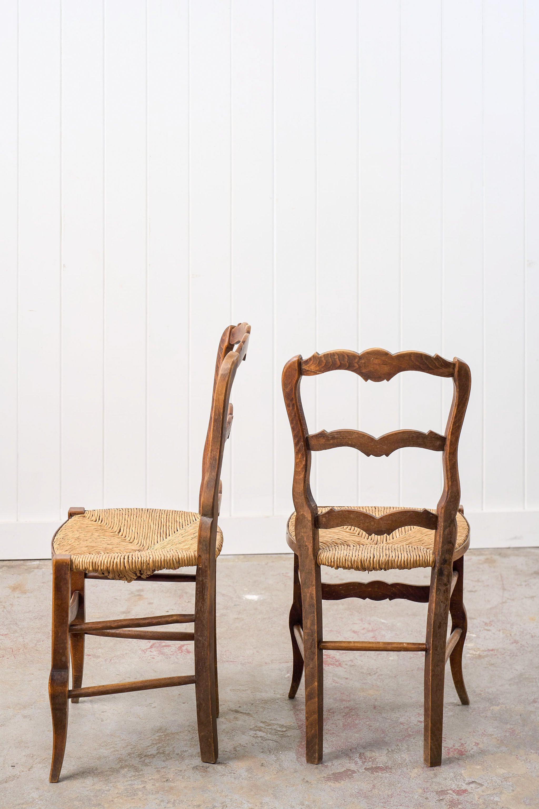 SET of 6 | Antique French Rush Ladder Back Chairs