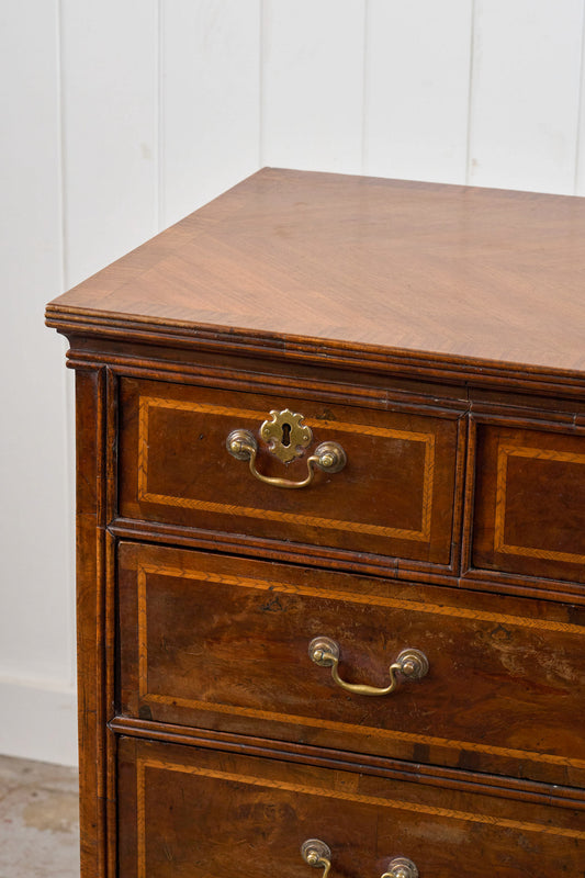 Walnut Period Chest with Contrast Satinwood Banding (c. 1780-1820)