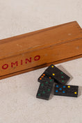 Load image into Gallery viewer, Vintage Dominos Set with Carved Box + Black Pieces
